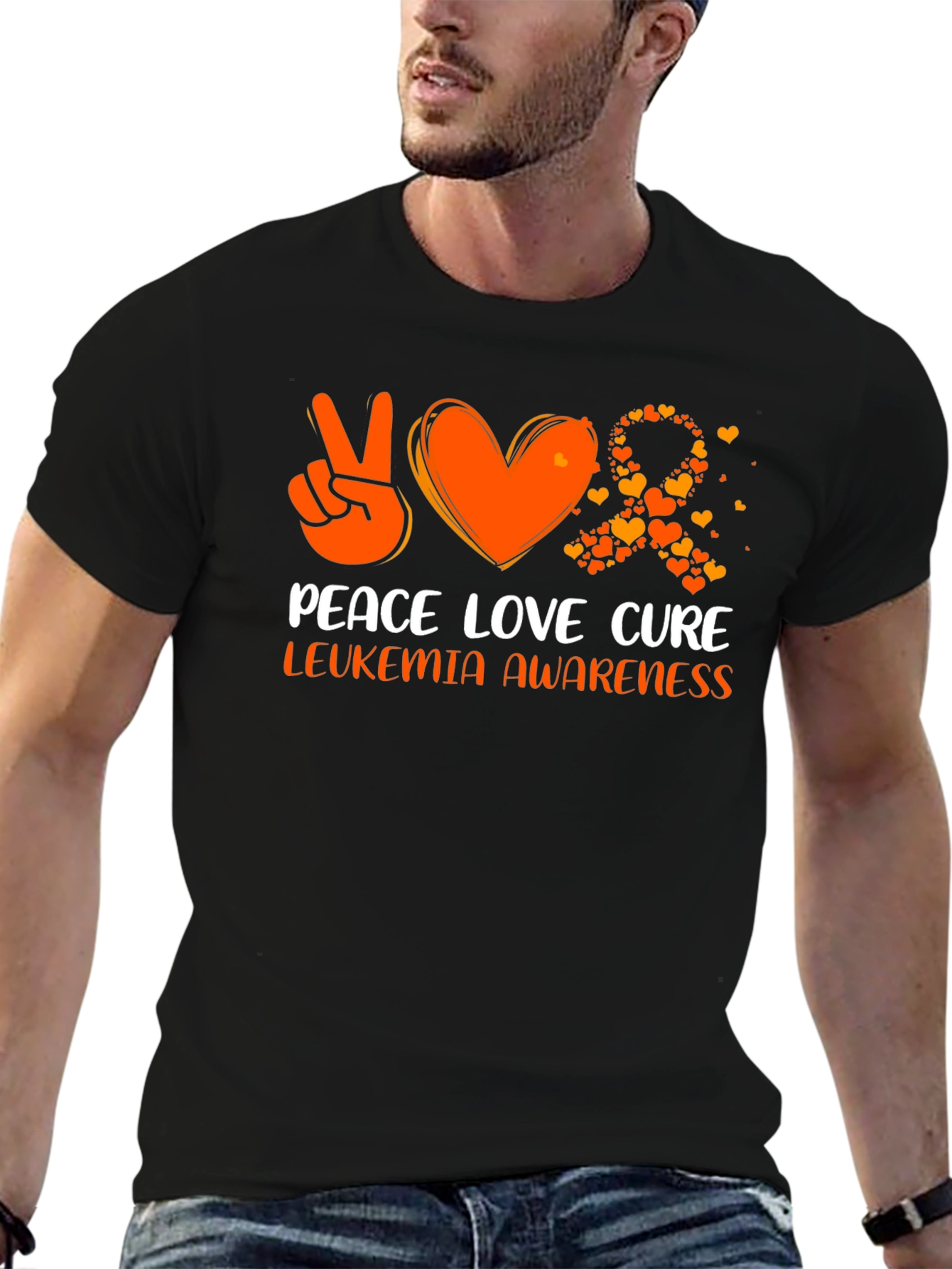 Leukemia Awareness Peace Love Cure T-Shirt
