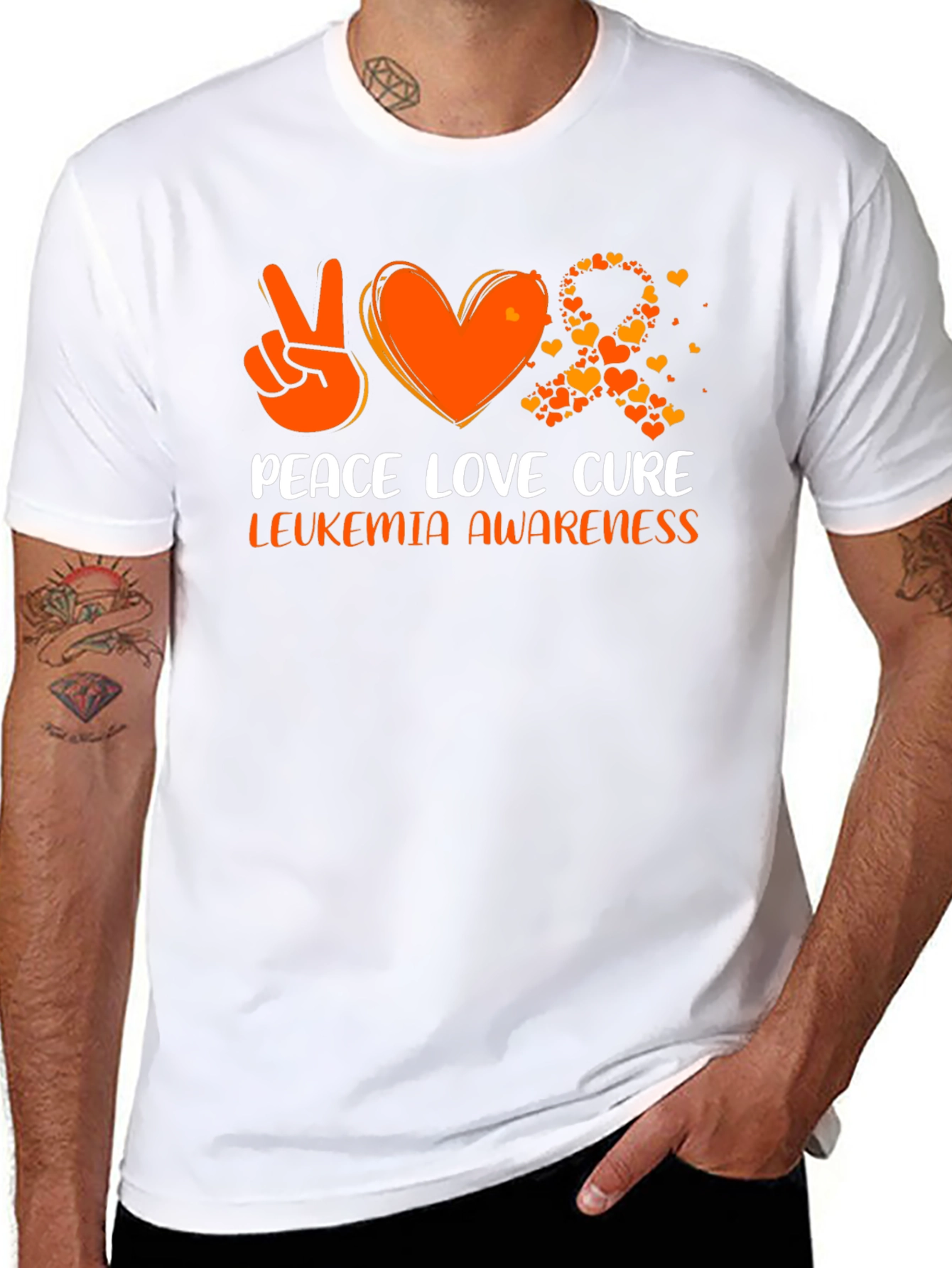 Leukemia Awareness Peace Love Cure T-Shirt