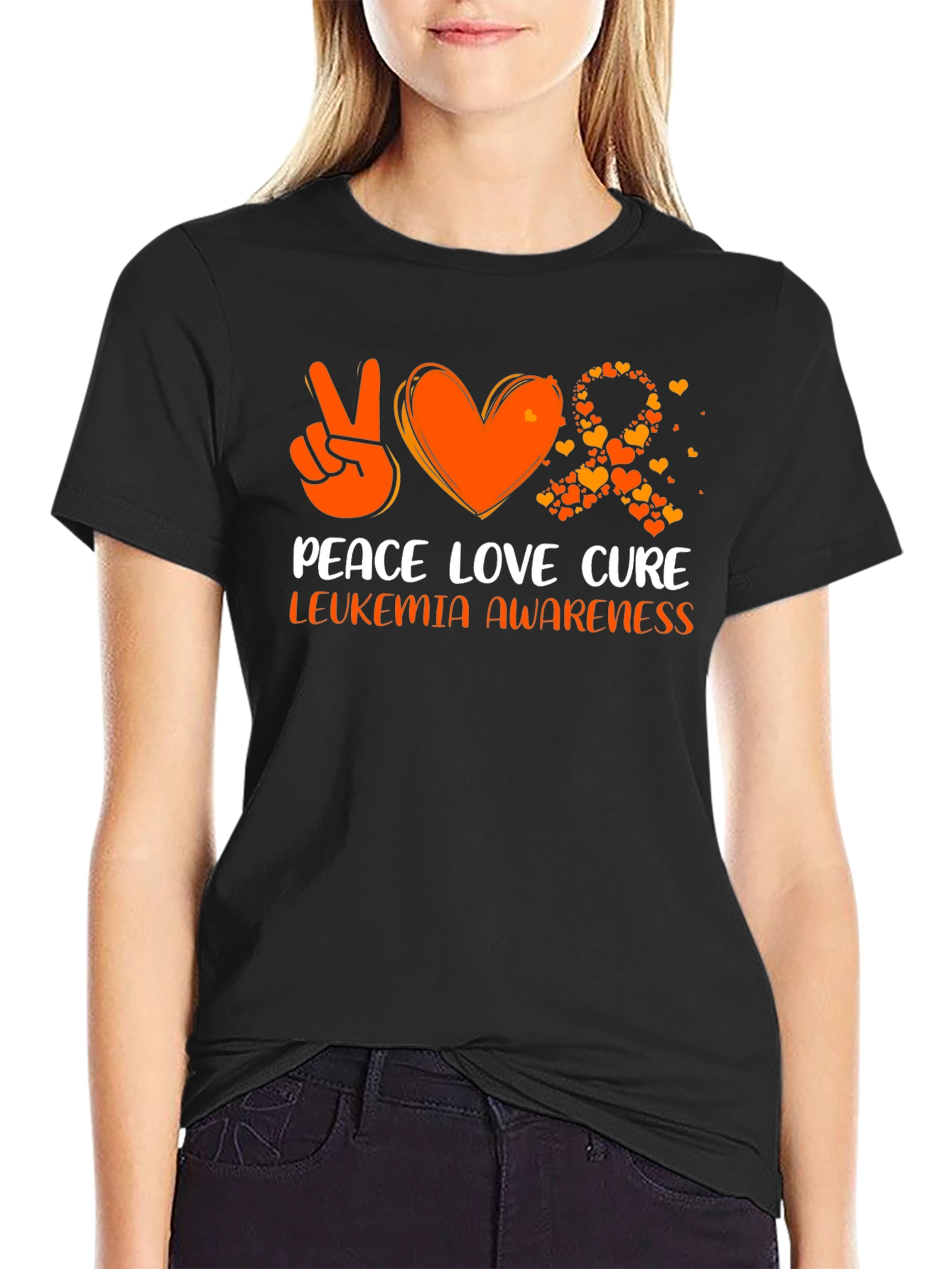 Leukemia Awareness Peace Love Cure T-Shirt