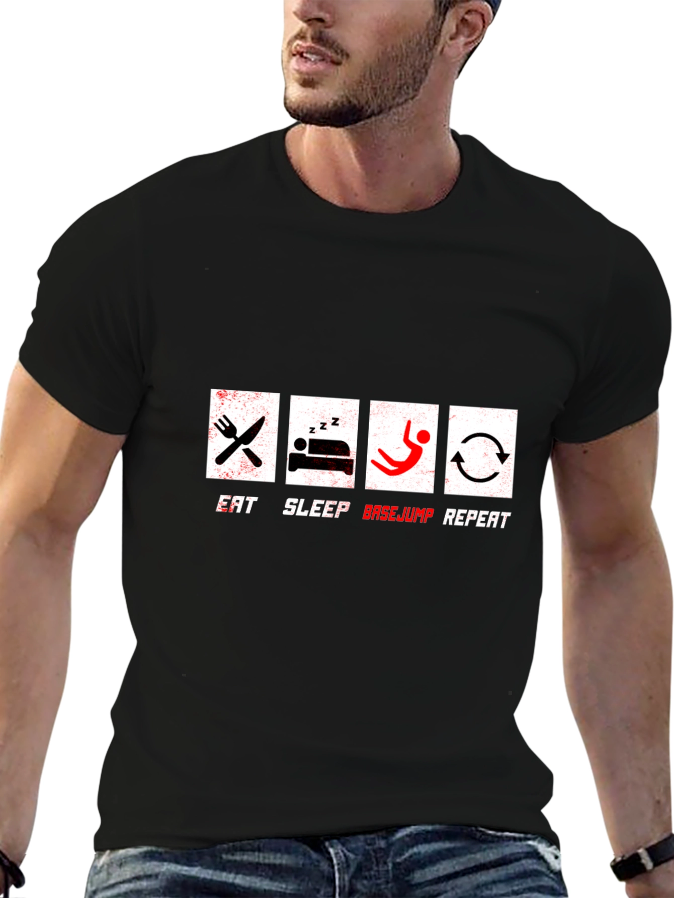 Eat Sleep Basejump Repeat Graphic T-Shirt