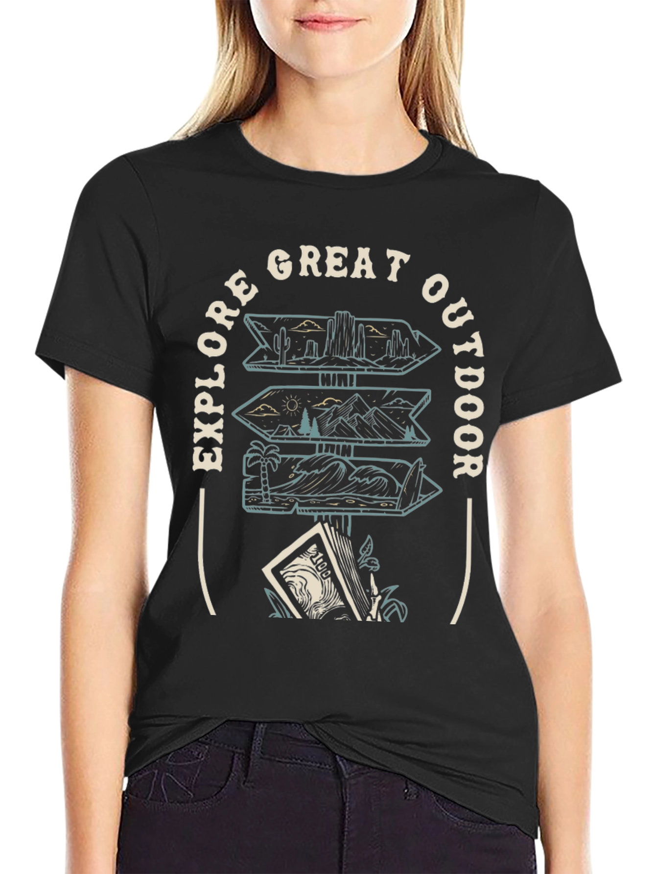 Explore Great Outdoor Black Graphic Tee