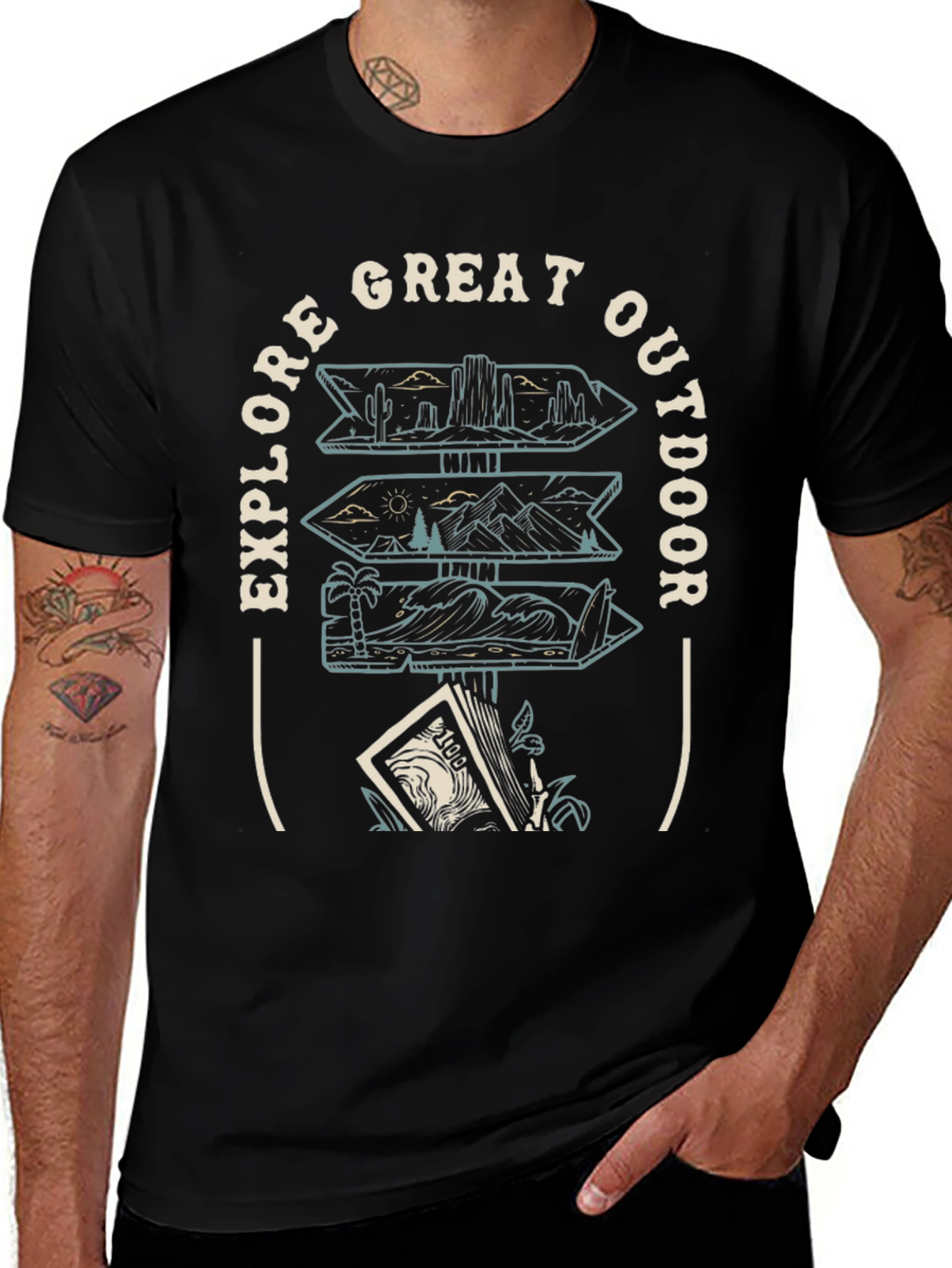 Explore Great Outdoor Black Graphic Tee
