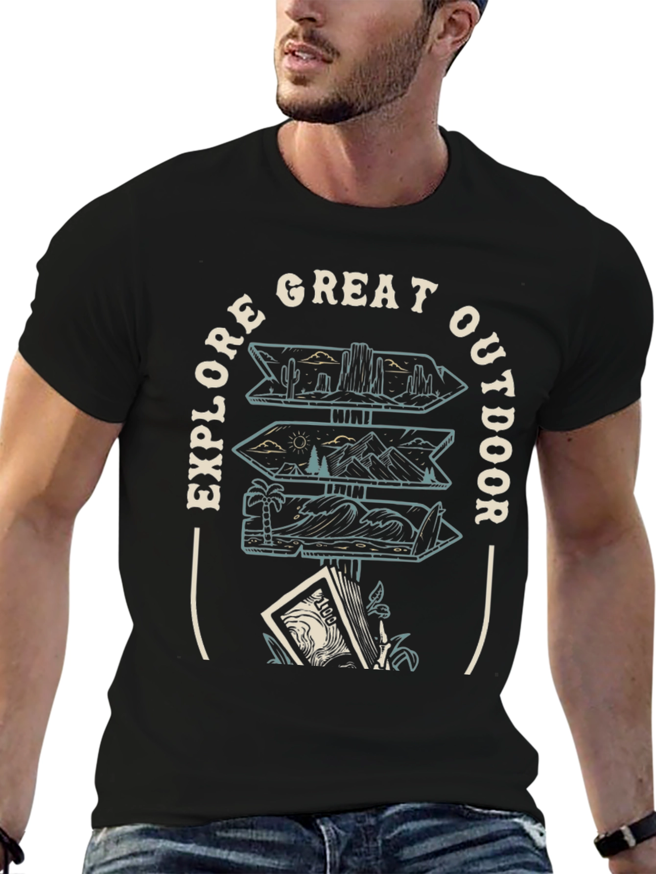 Explore Great Outdoor Black Graphic Tee