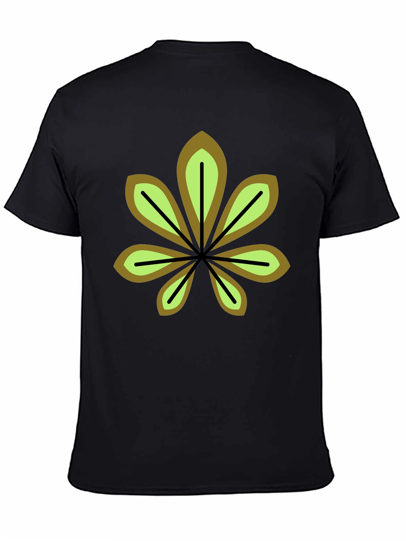 Leaf Design Black T-Shirt - Casual Wear