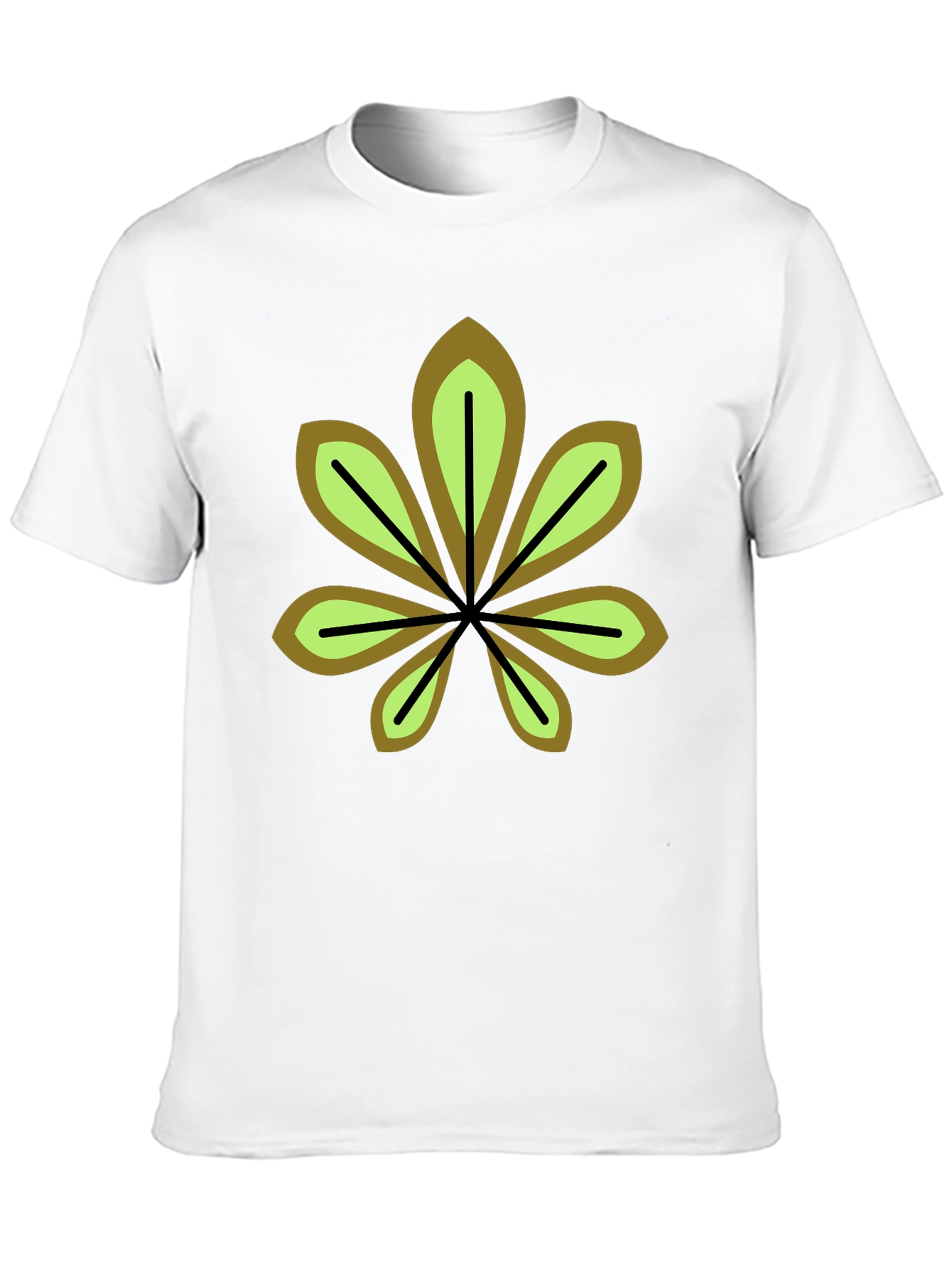 Leaf Design Black T-Shirt - Casual Wear