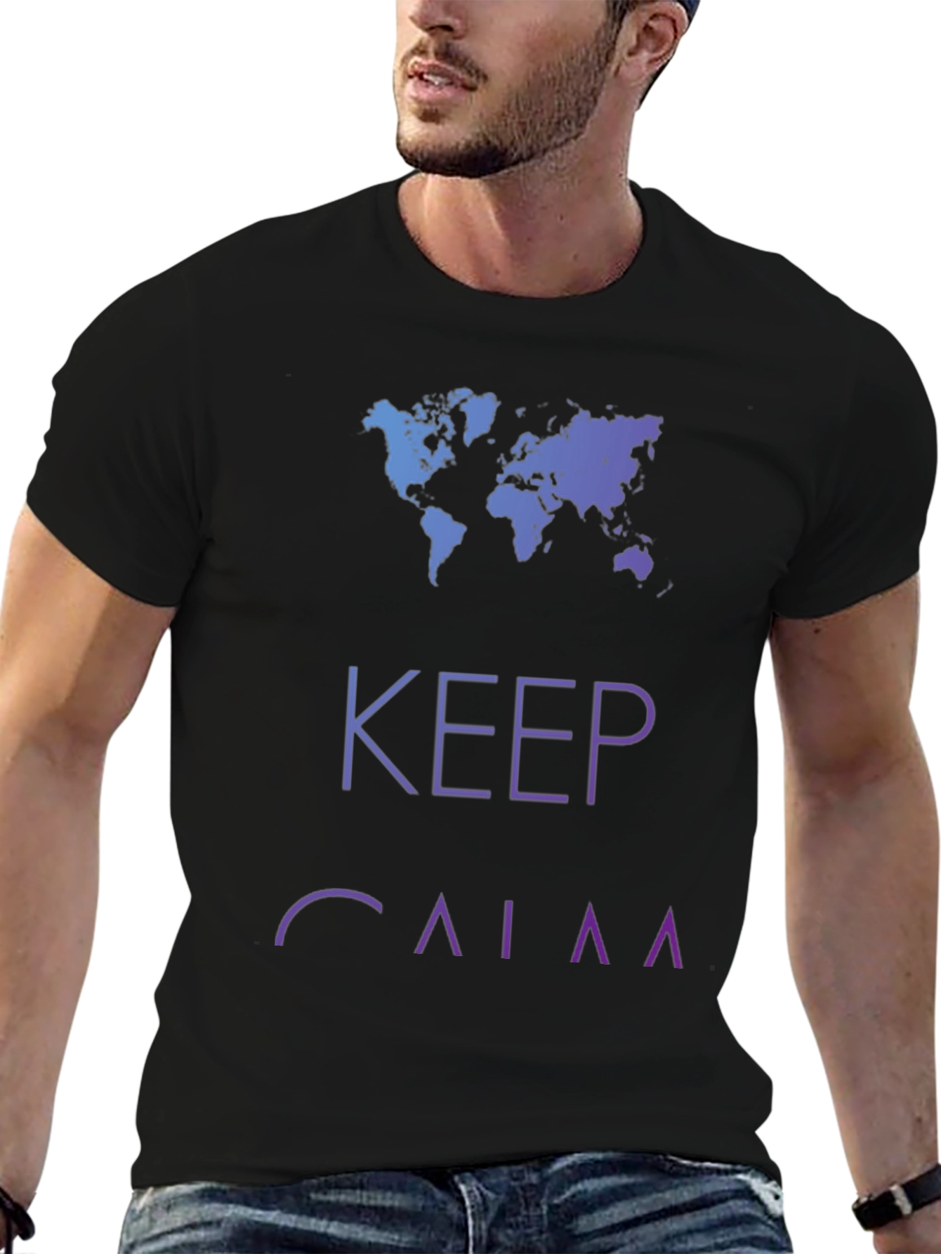 Keep Calm World Map Graphic T-Shirt