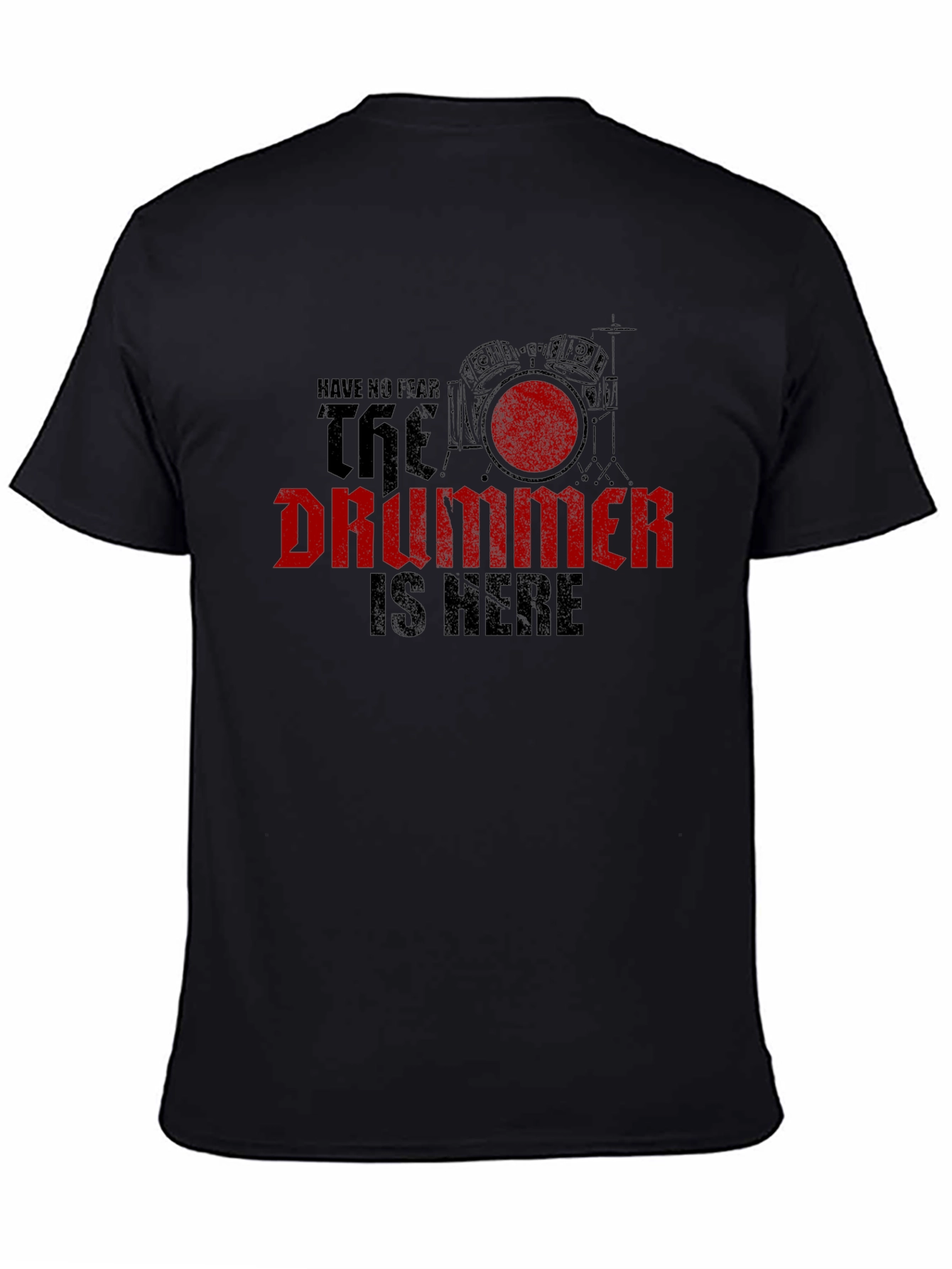 The Drummer is Here Black Graphic T-Shirt