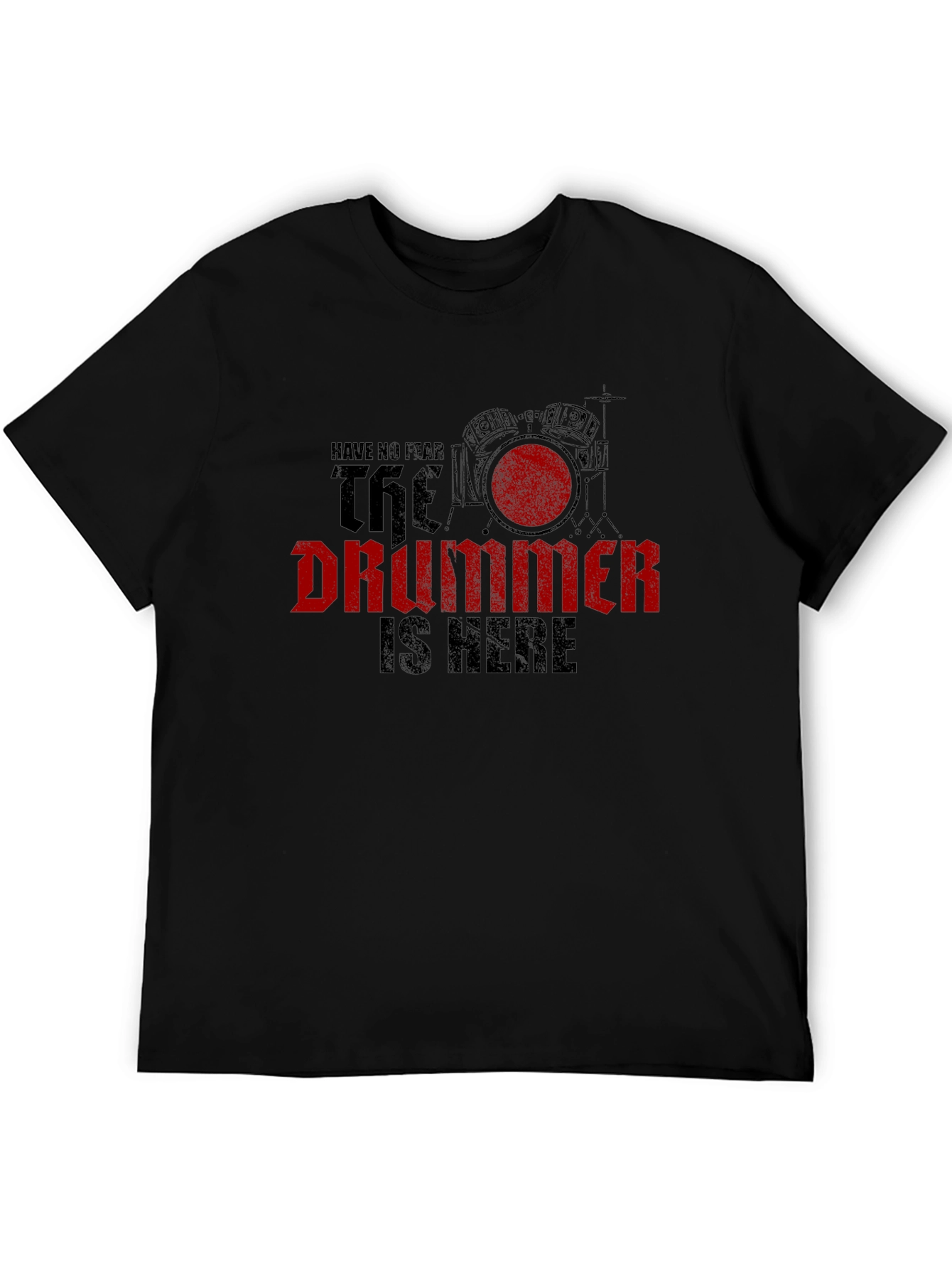 The Drummer is Here Black Graphic T-Shirt