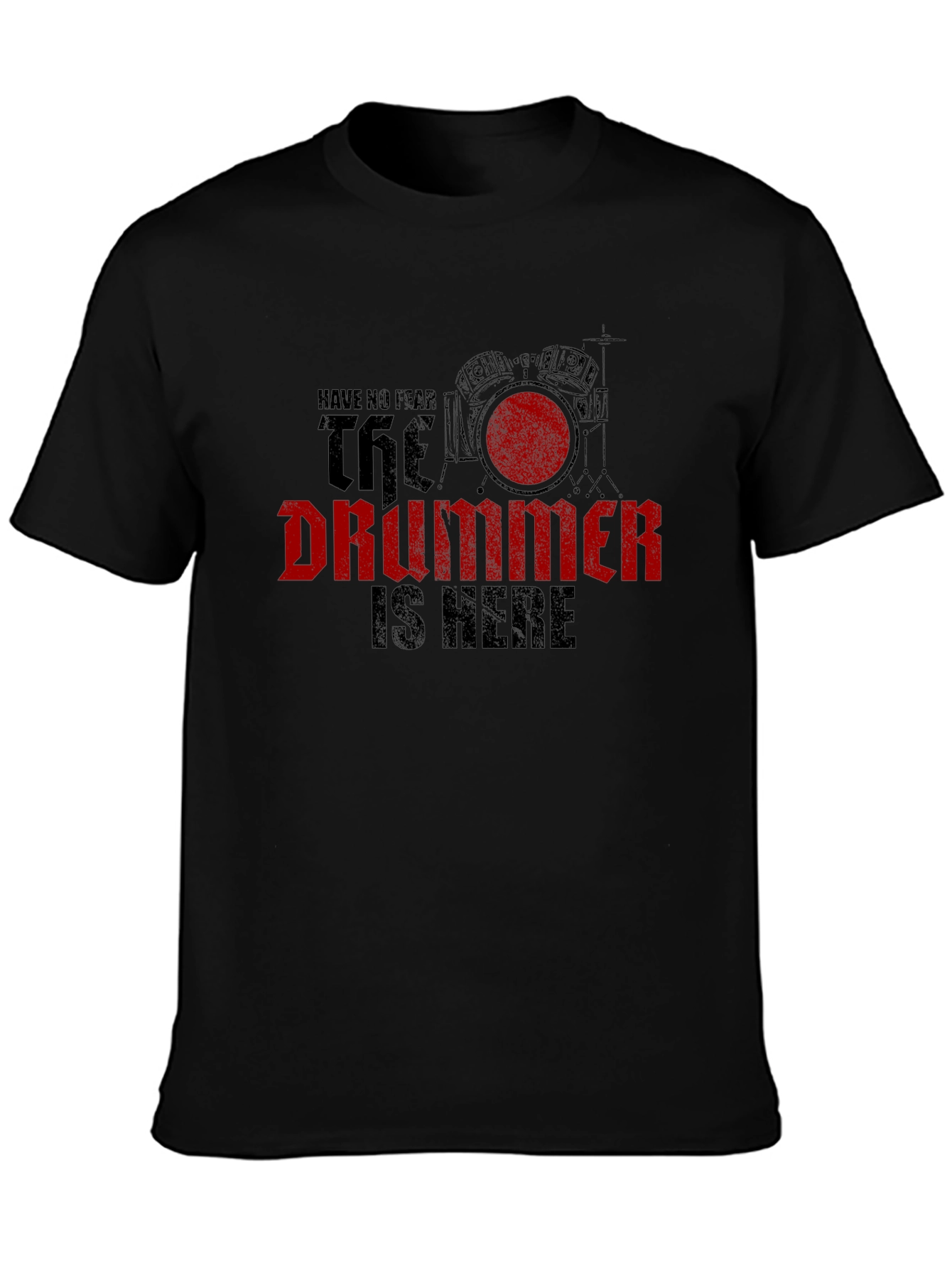 The Drummer is Here Black Graphic T-Shirt
