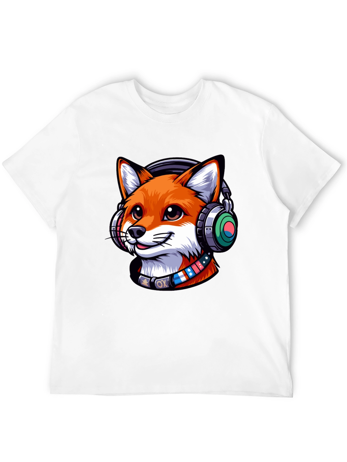 Cool Fox Headphone Tee - Stylish Graphic Print
