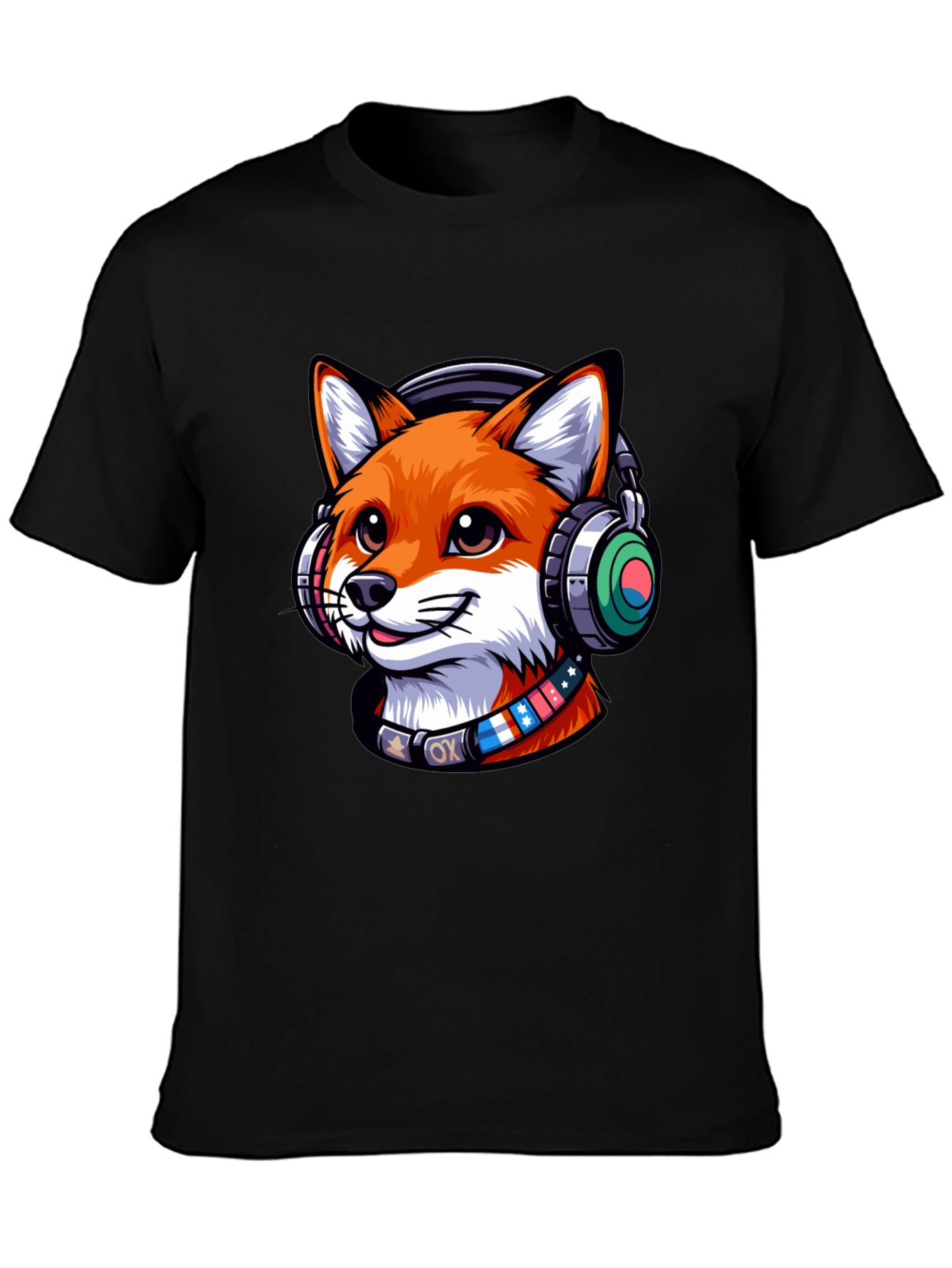 Cool Fox Headphone Tee - Stylish Graphic Print