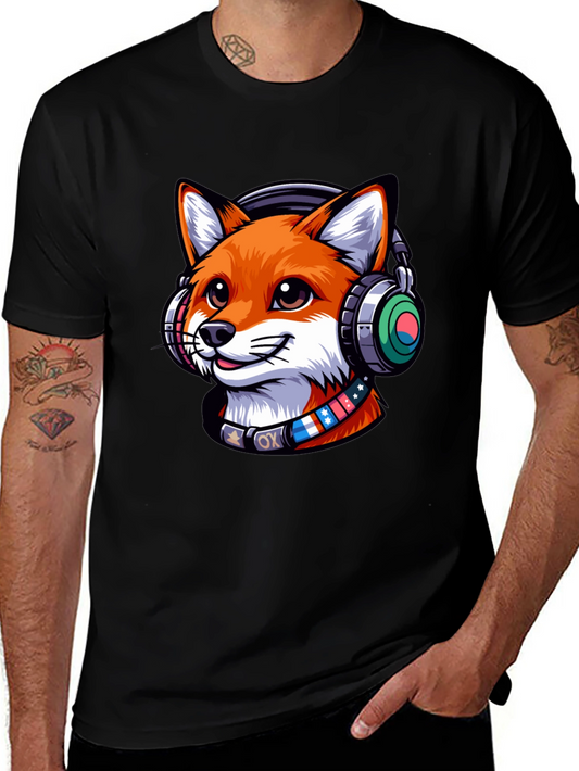Cool Fox Headphone Tee - Stylish Graphic Print