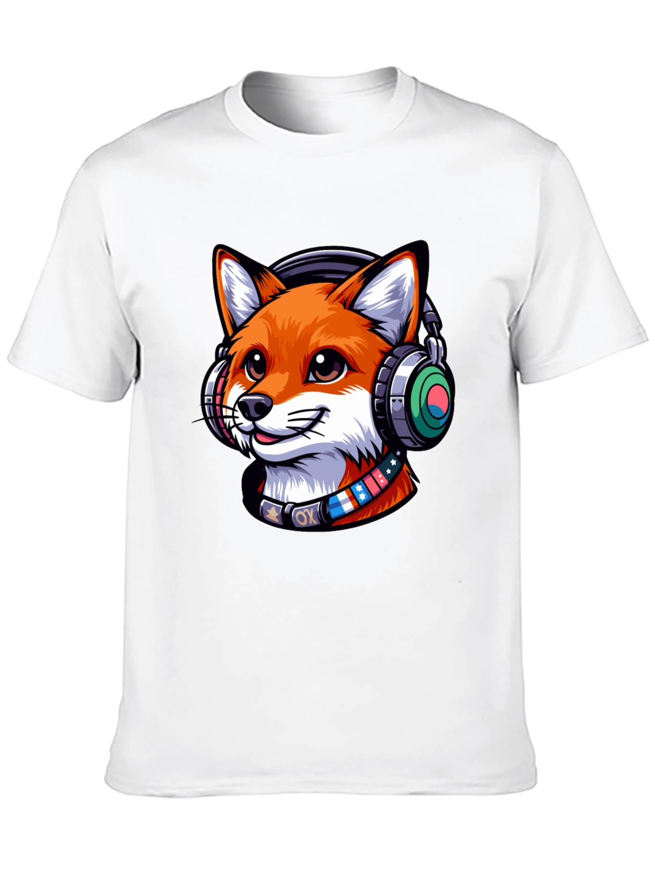 Cool Fox Headphone Tee - Stylish Graphic Print