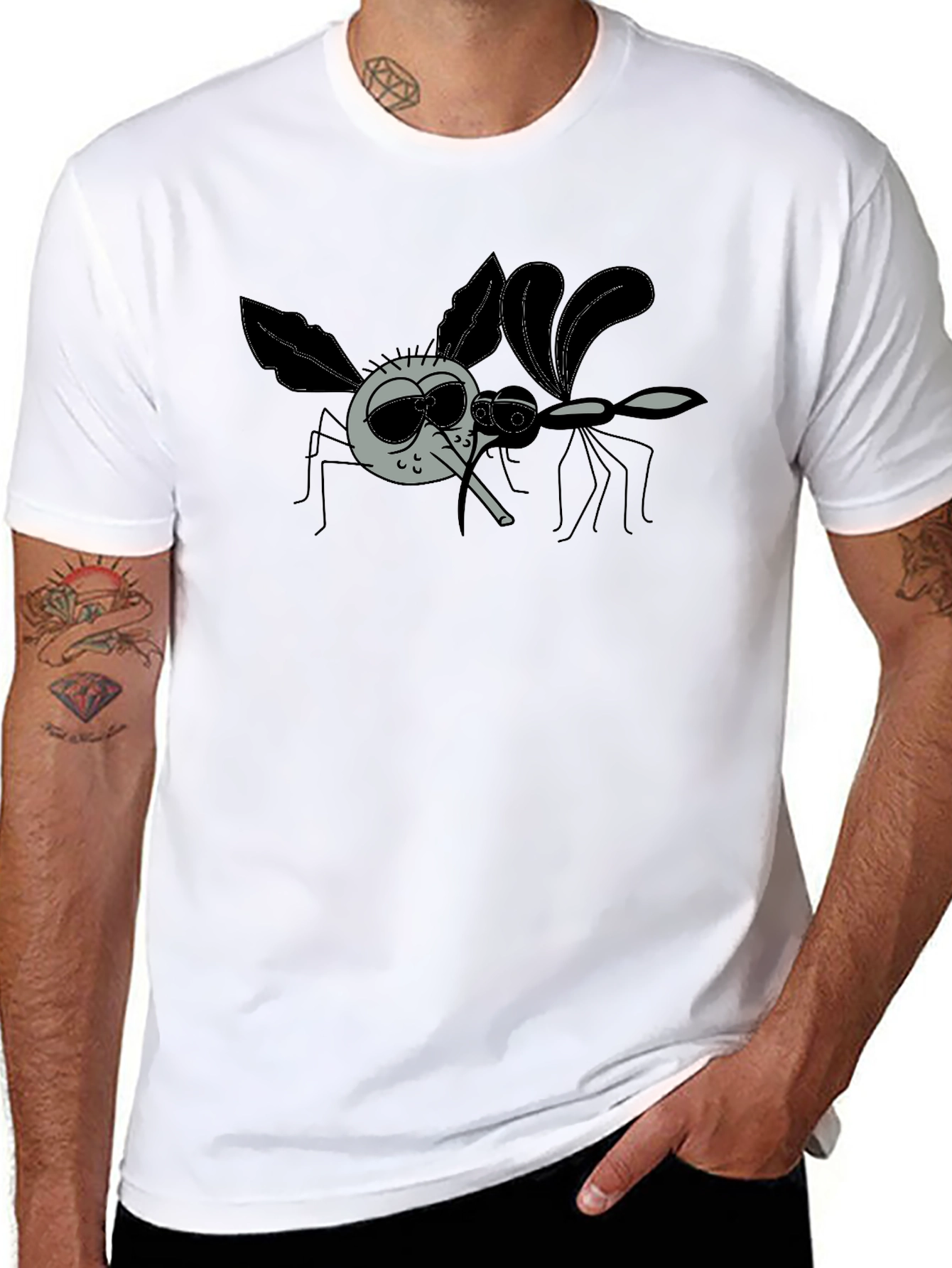 Cool Mosquito Graphic T-Shirt - Black