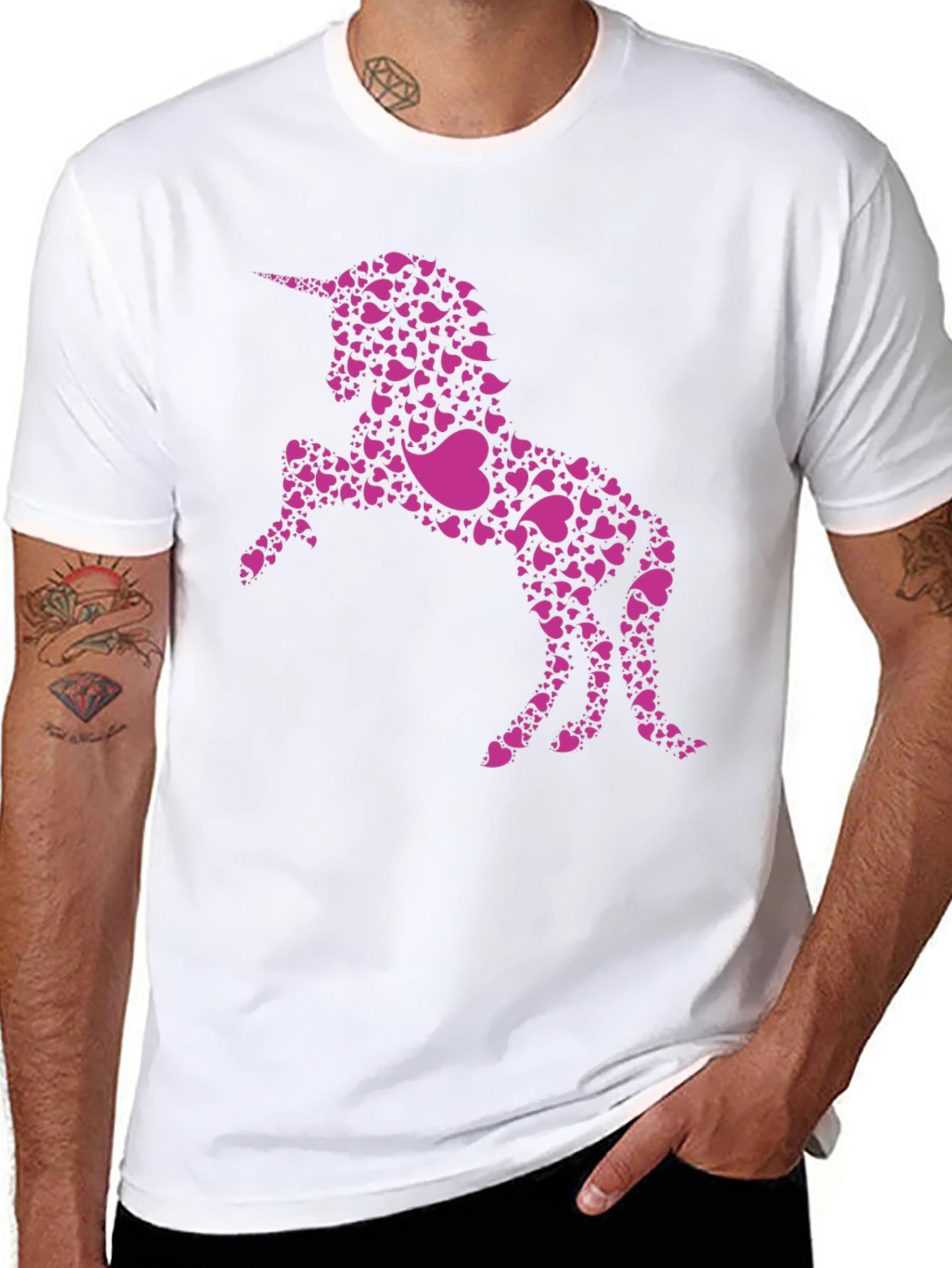 Unicorn Heart Print Black Tee