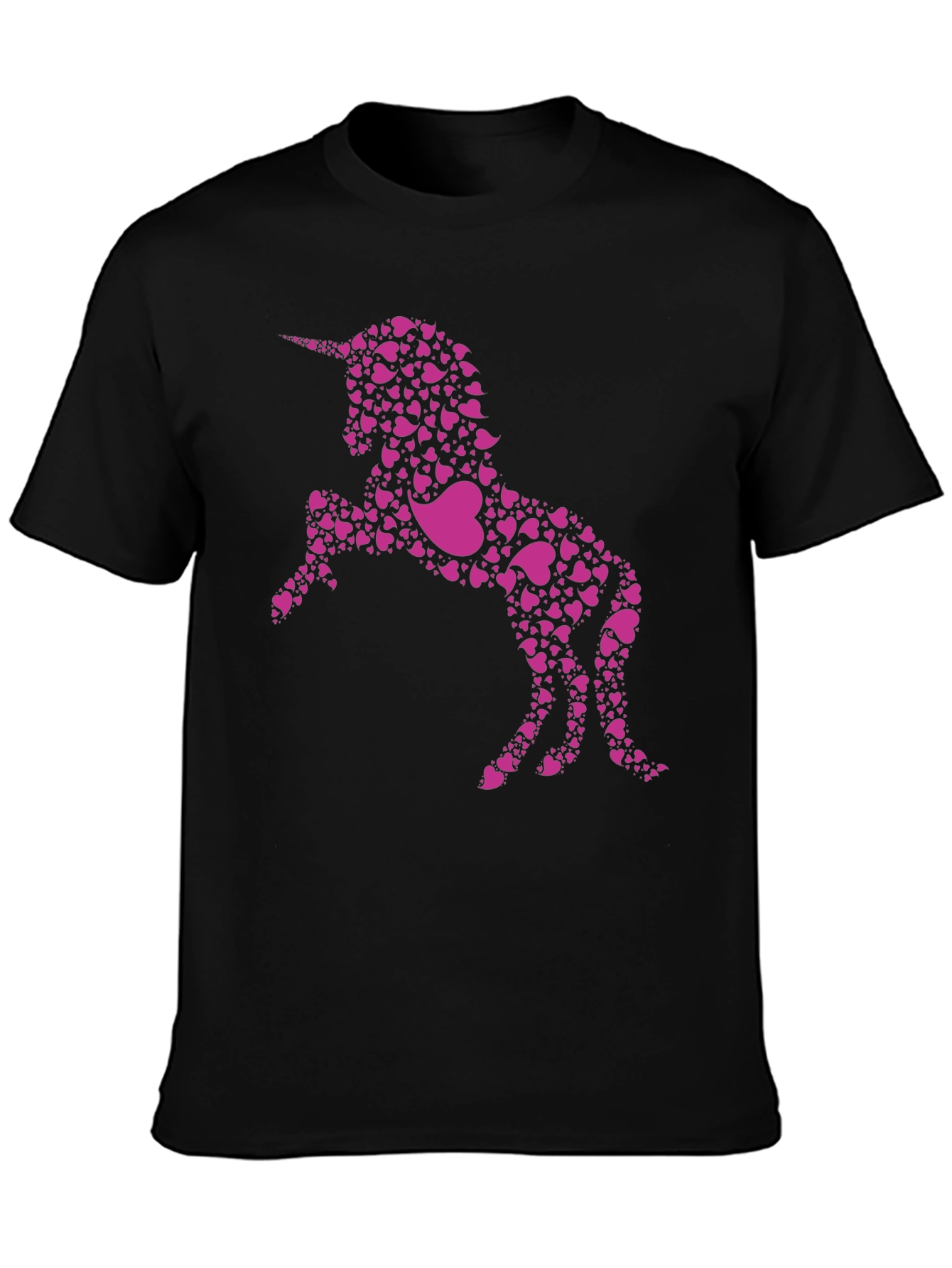Unicorn Heart Print Black Tee