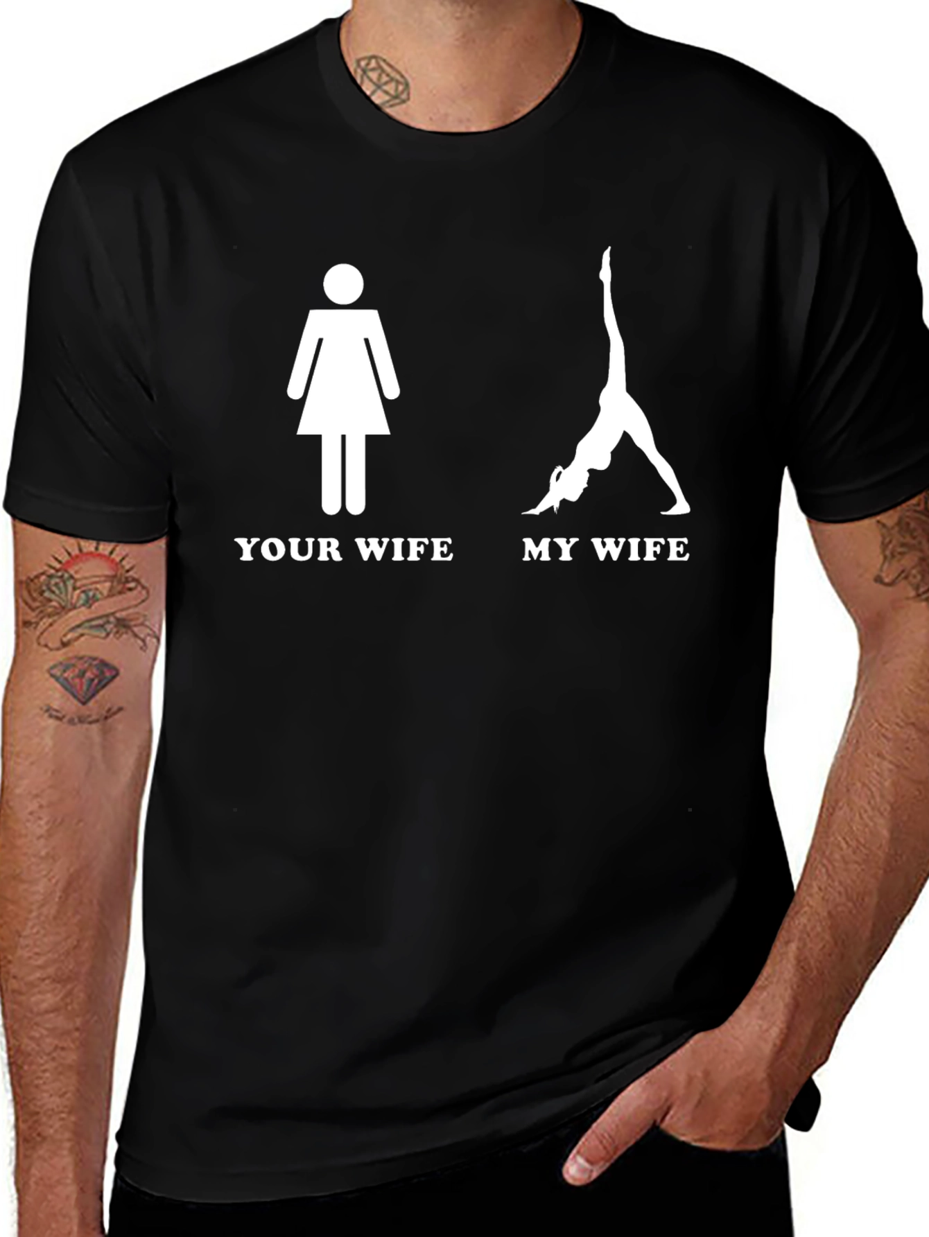 Humorous Your Wife vs. My Wife Yoga Tee