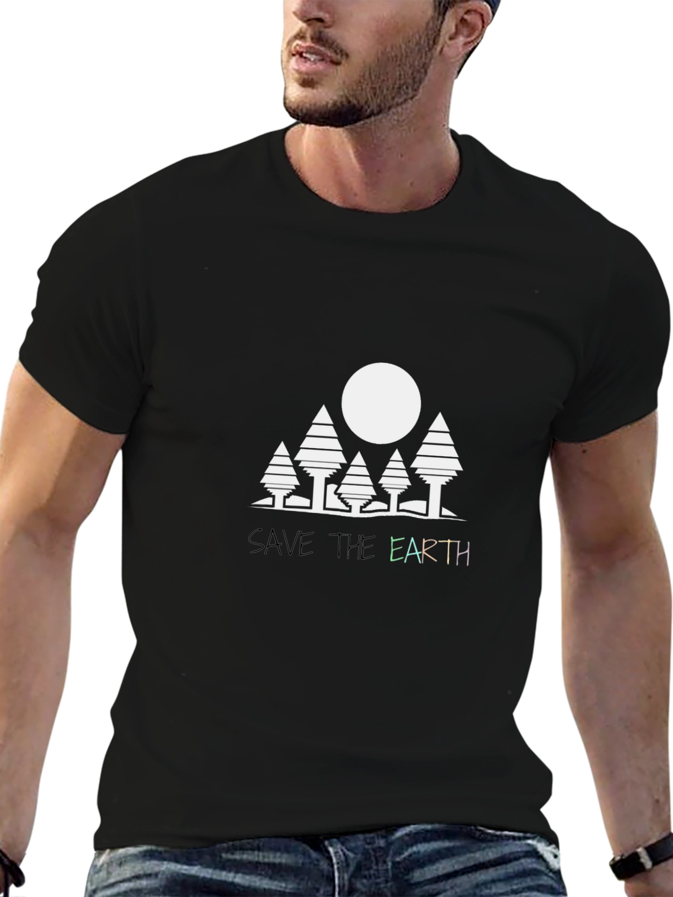 Save the Earth Graphic Tee - Black Cotton