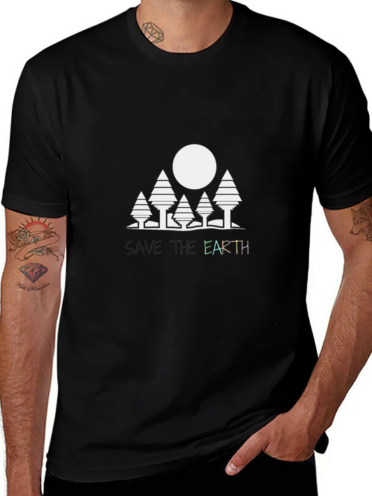 Save the Earth Graphic Tee - Black Cotton
