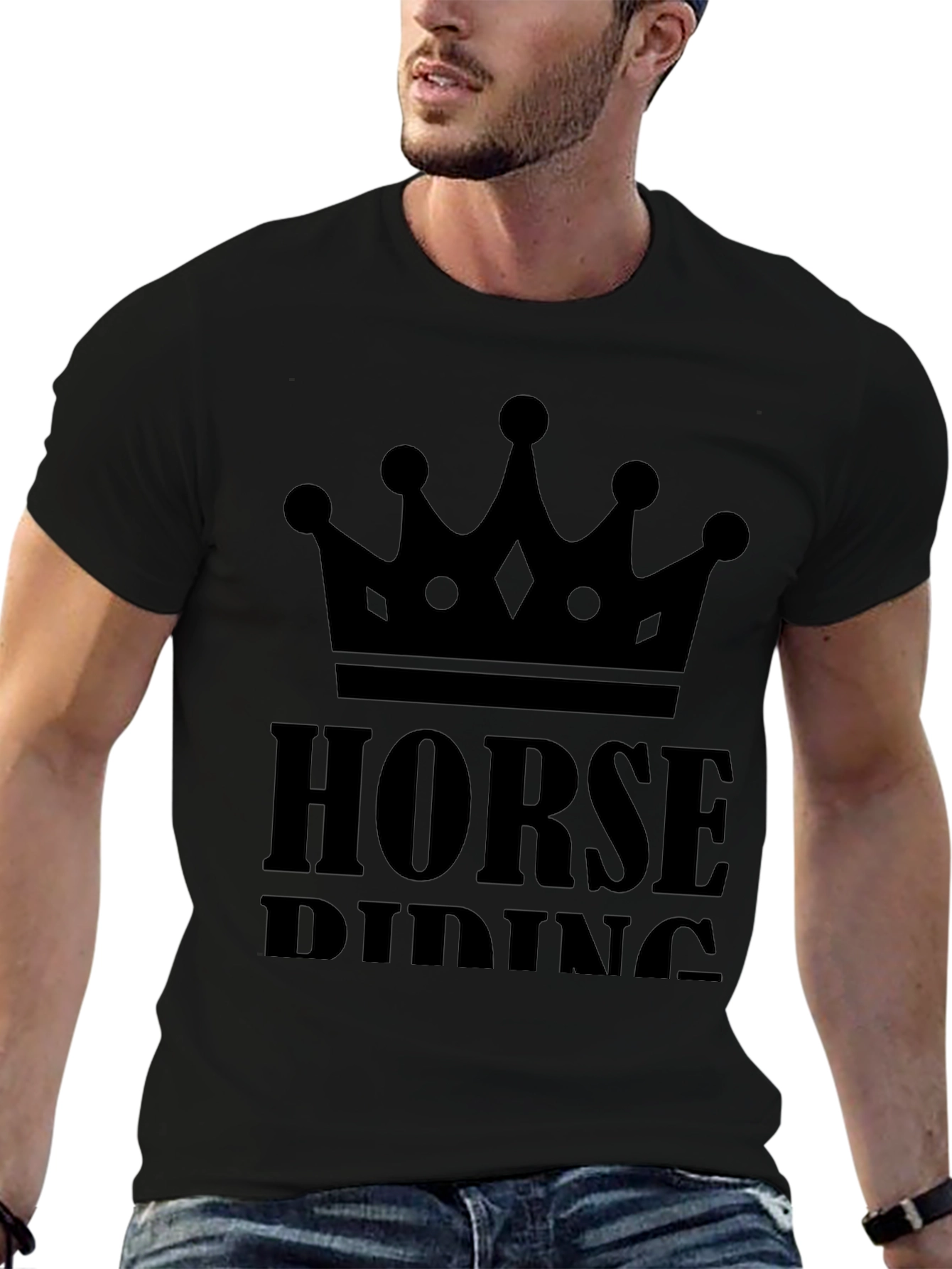 Horse Riding Crown Graphic Tee - Black T-Shirt