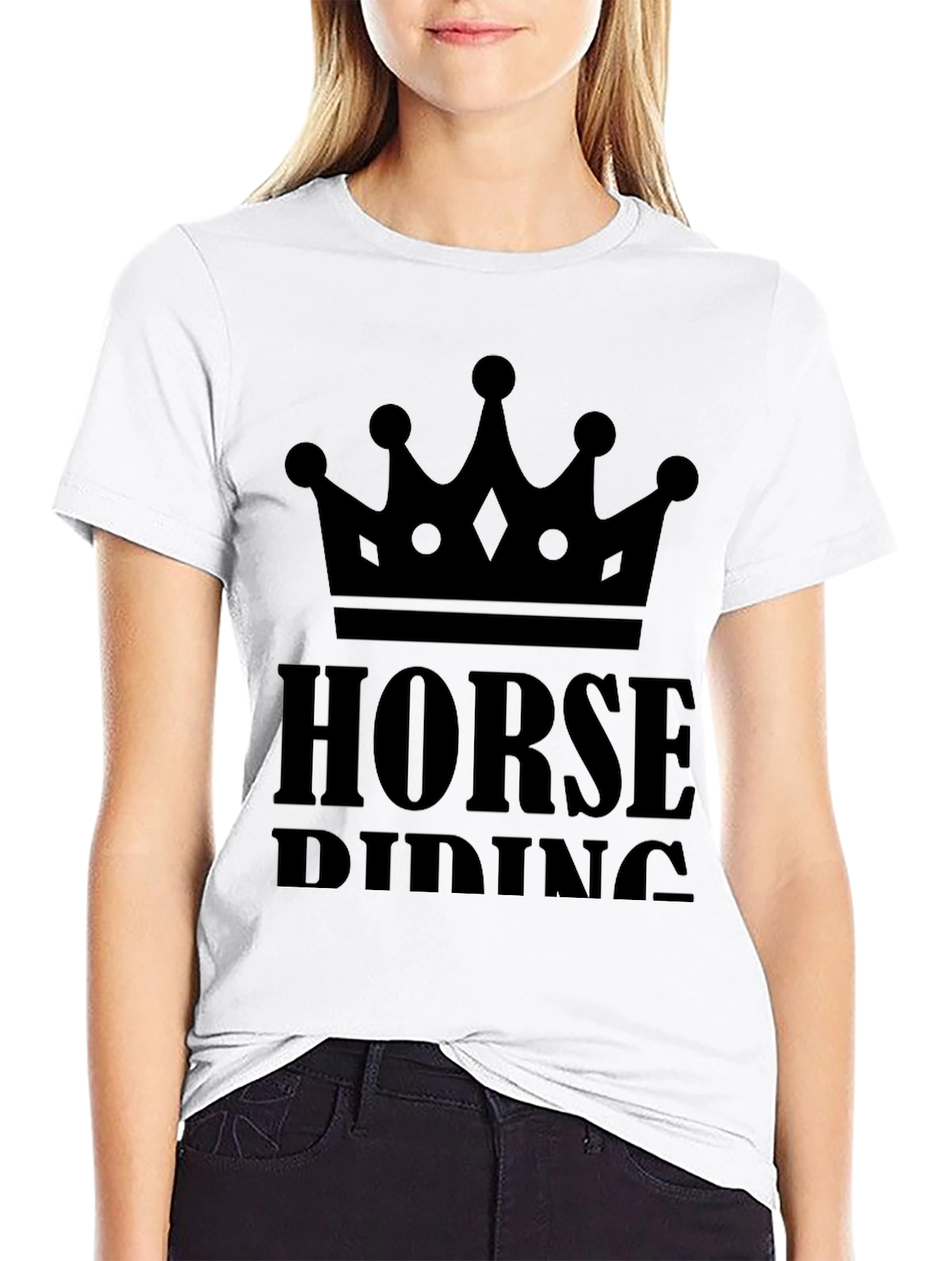 Horse Riding Crown Graphic Tee - Black T-Shirt