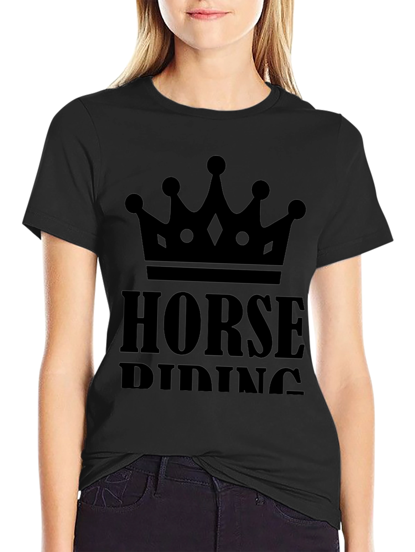 Horse Riding Crown Graphic Tee - Black T-Shirt