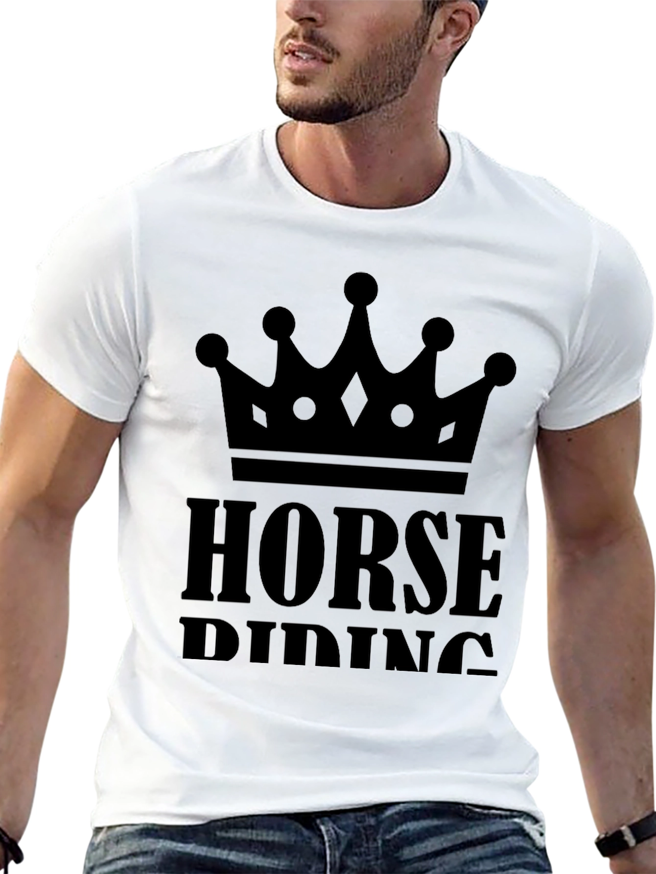 Horse Riding Crown Graphic Tee - Black T-Shirt