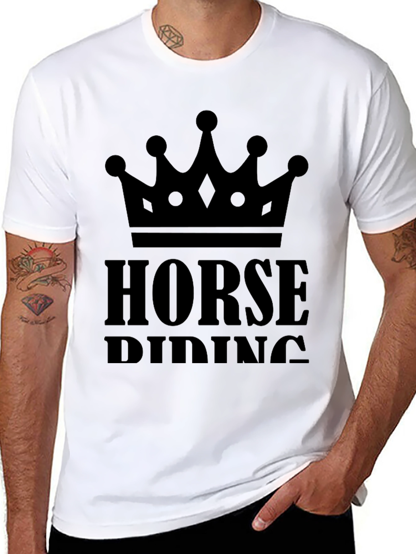 Horse Riding Crown Graphic Tee - Black T-Shirt