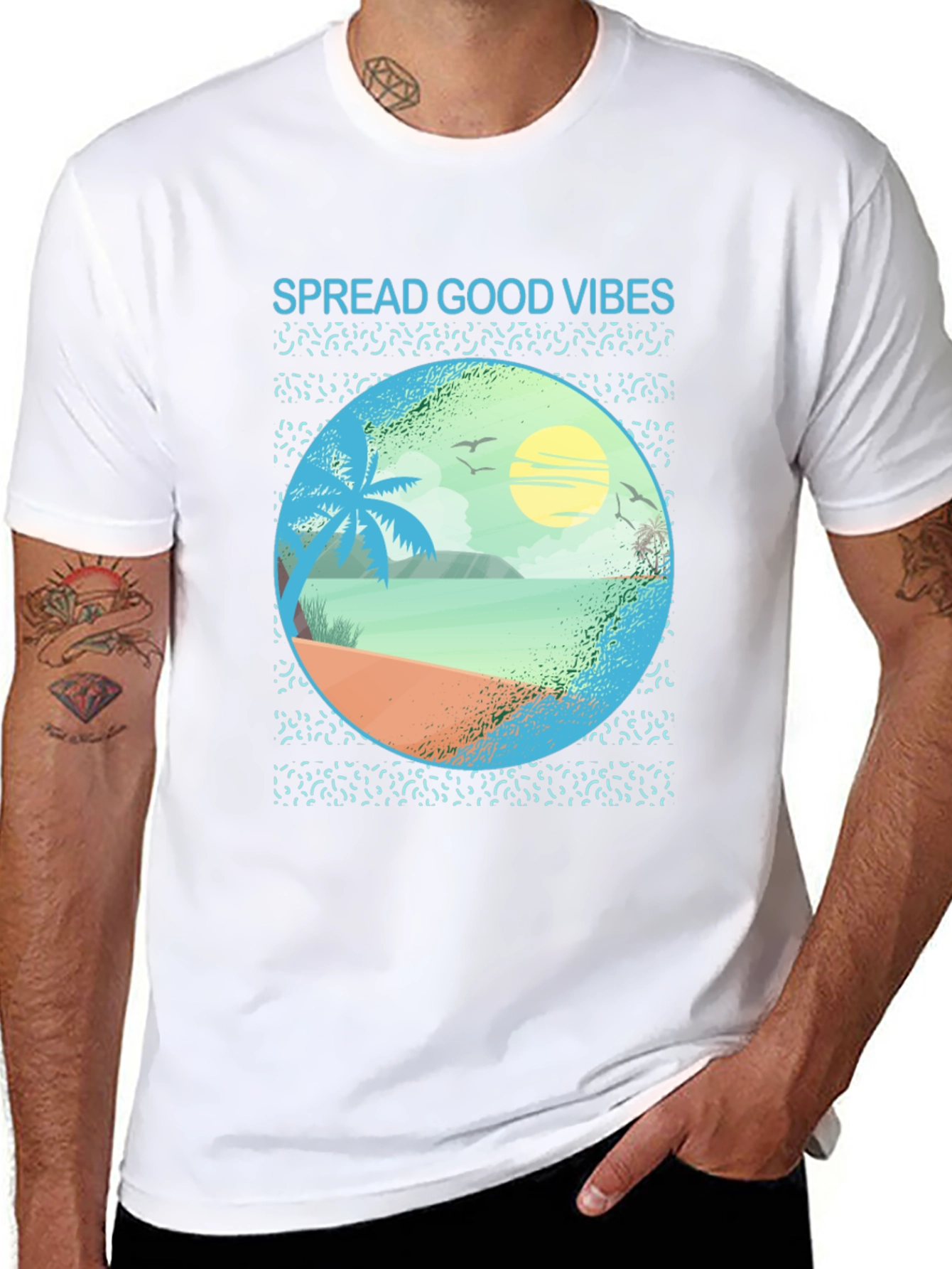 Spread Good Vibes Beach Graphic Tee - Black