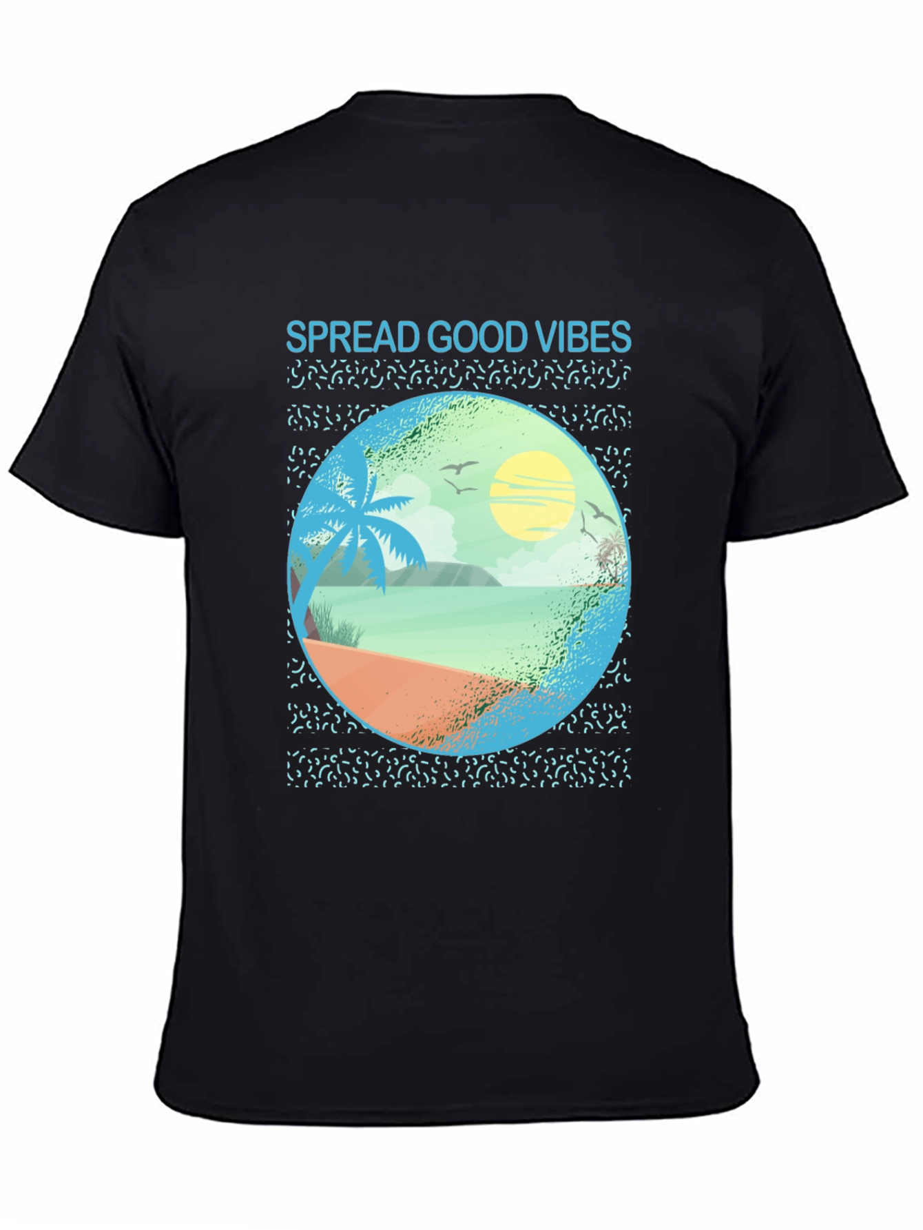 Spread Good Vibes Beach Graphic Tee - Black