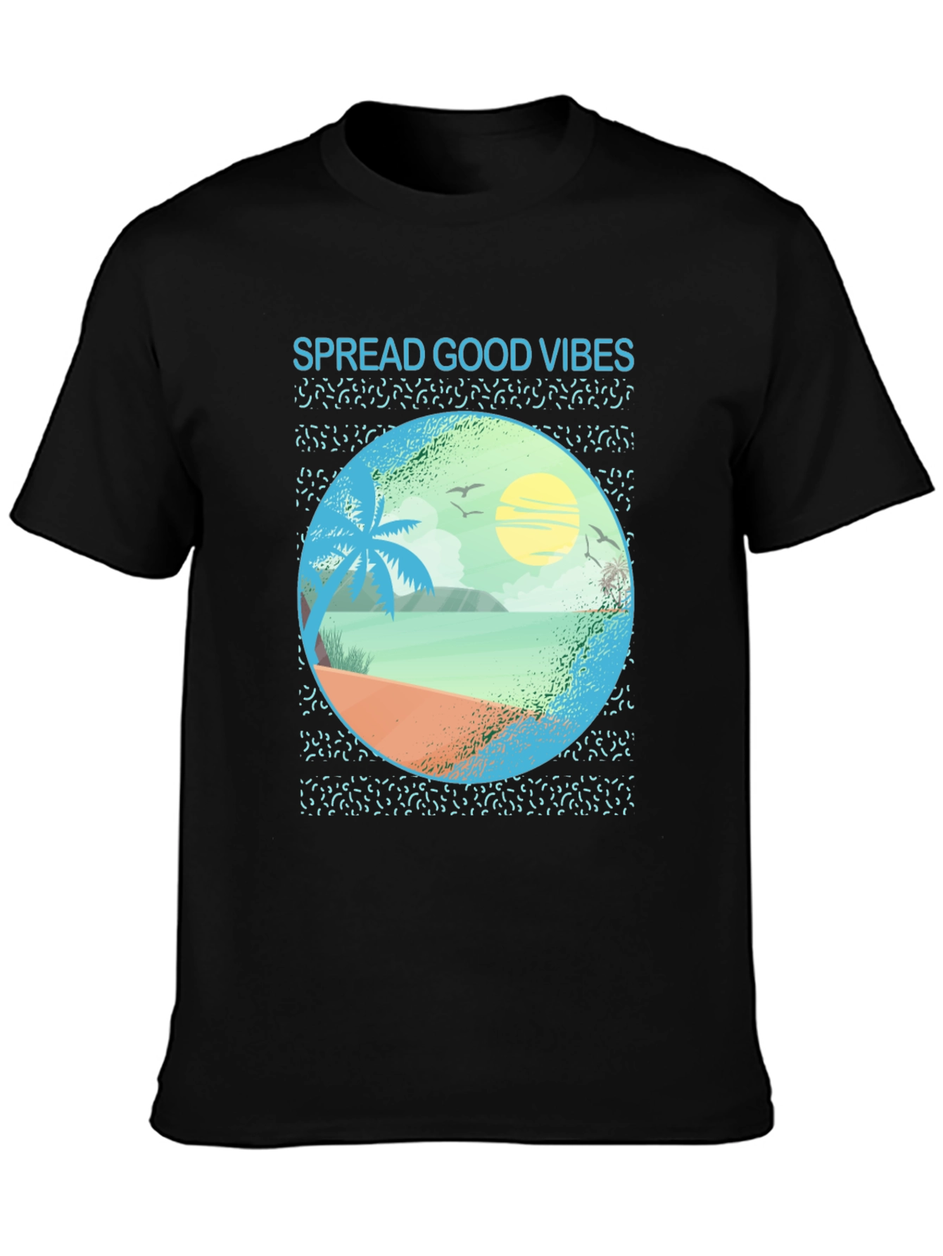 Spread Good Vibes Beach Graphic Tee - Black