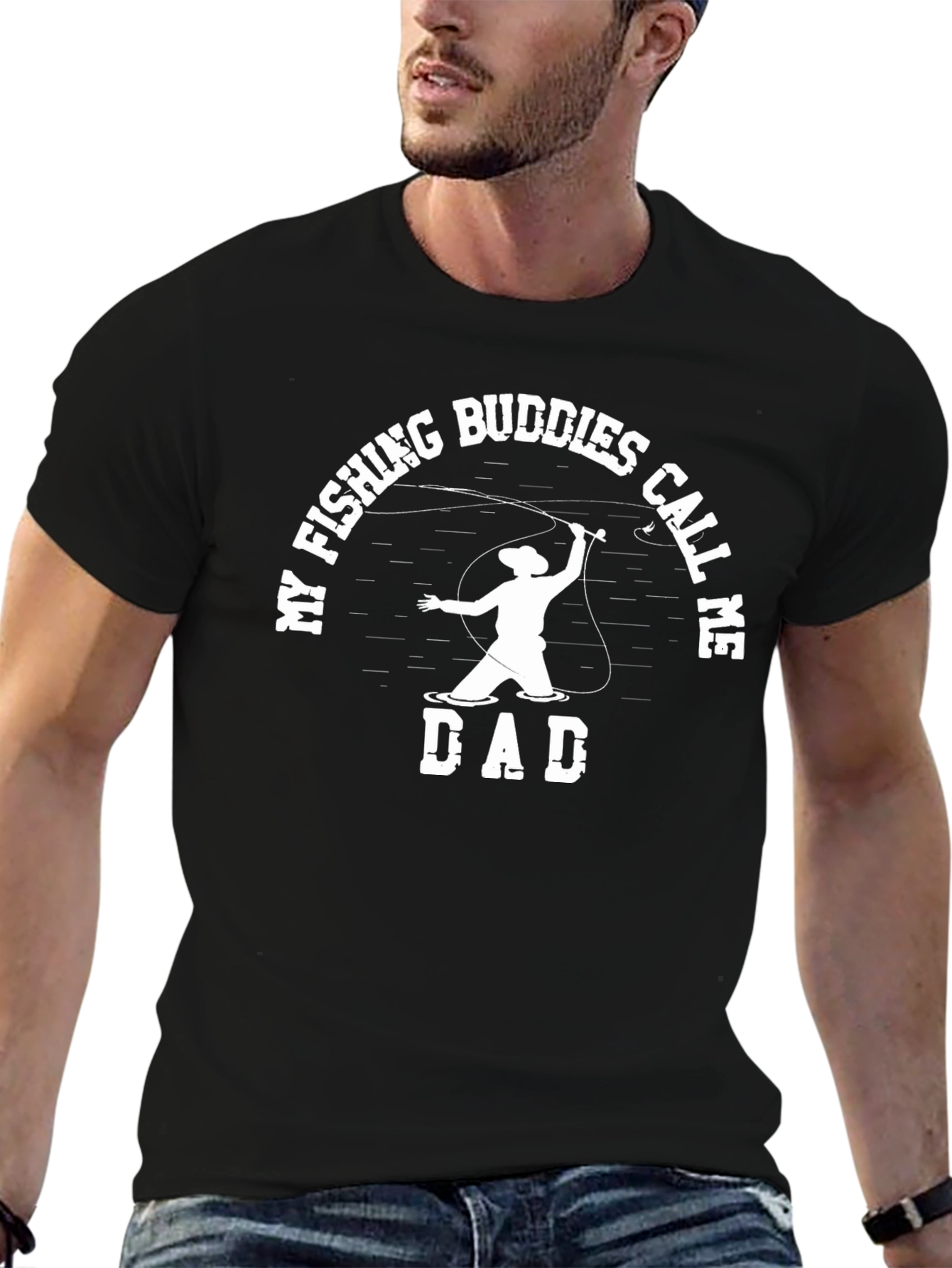 Fishing Buddies Call Me Dad Black T-Shirt