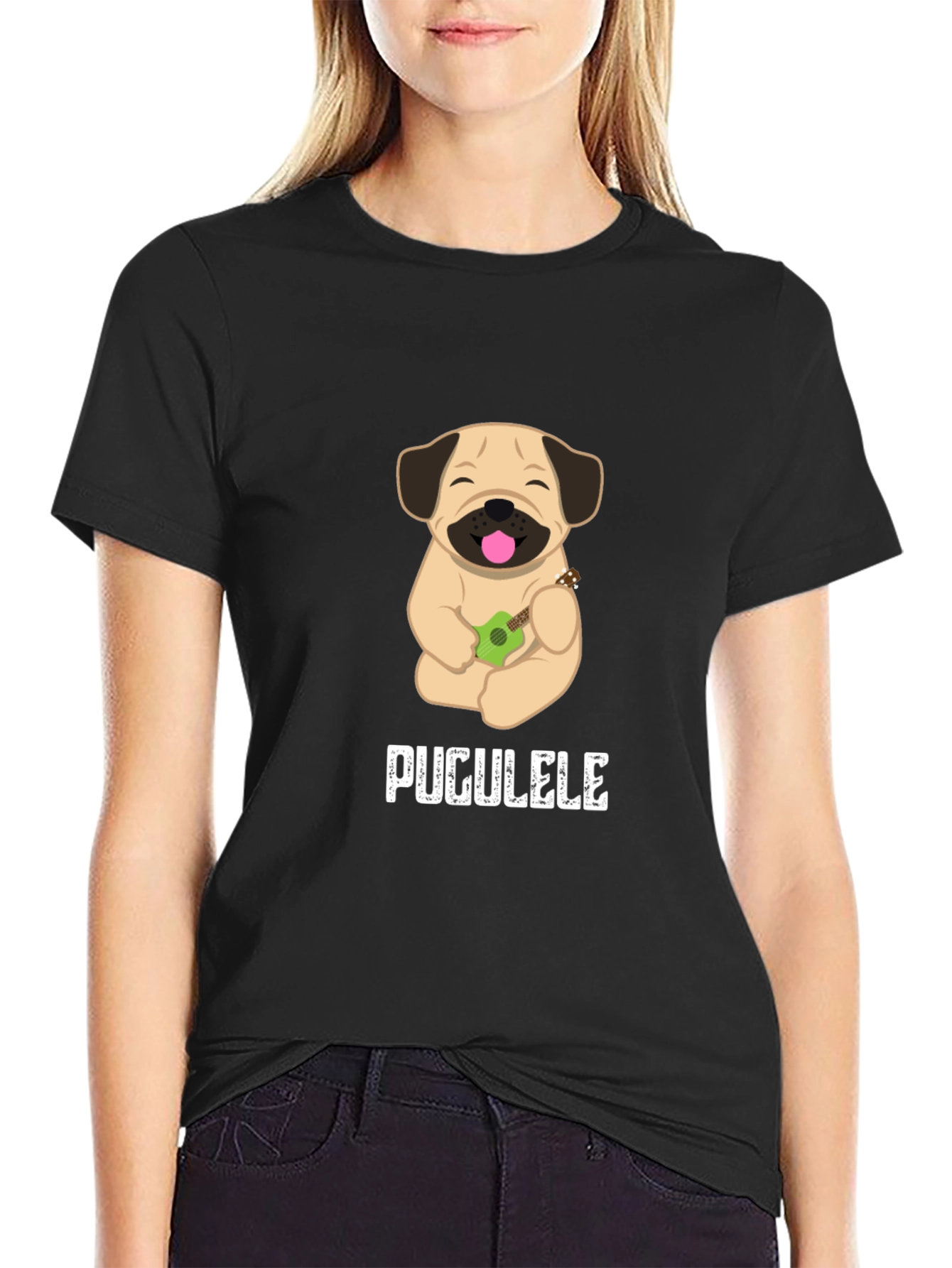 Pugulele T-Shirt: Cute Dog with Ukulele