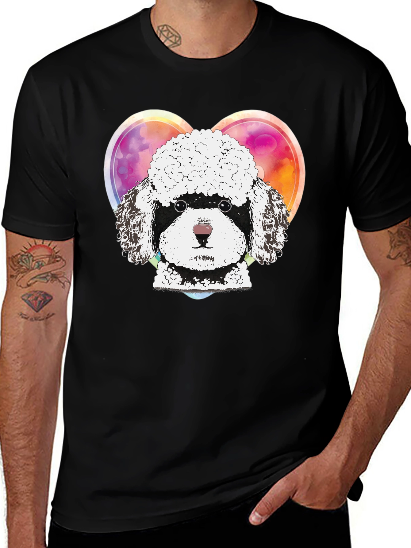 Poodle Love Graphic Tee - Unisex Black T-Shirt