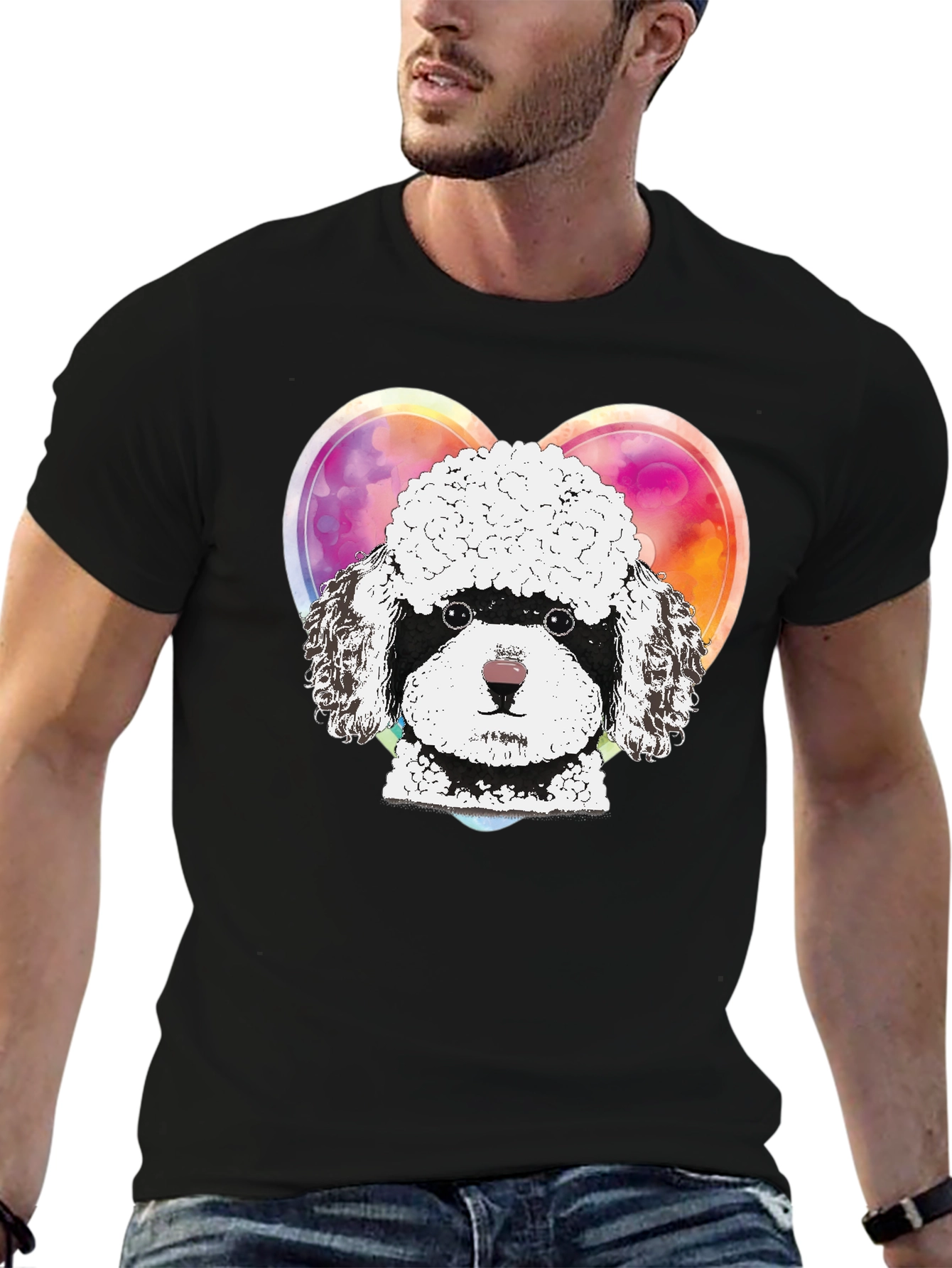 Poodle Love Graphic Tee - Unisex Black T-Shirt