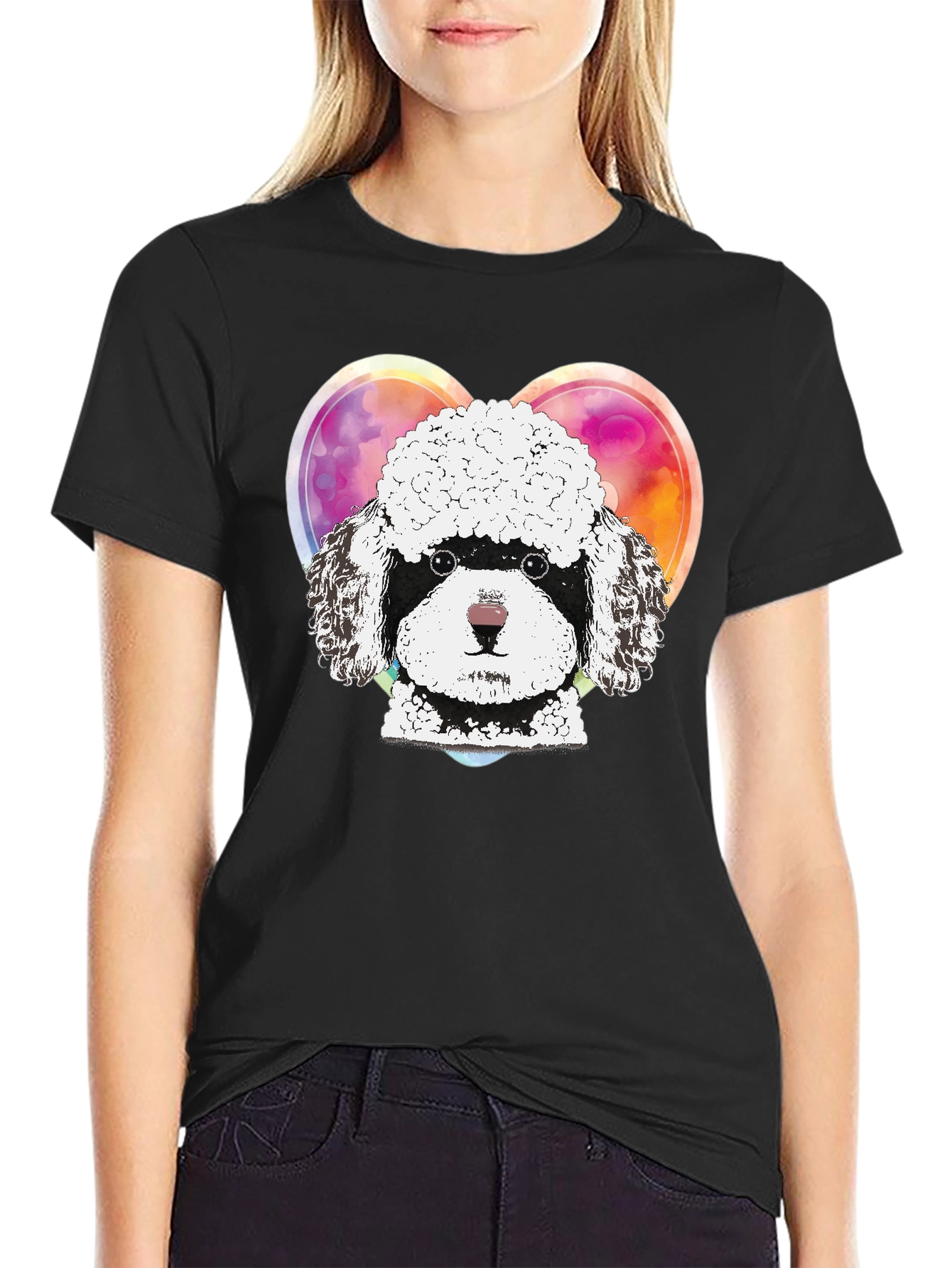 Poodle Love Graphic Tee - Unisex Black T-Shirt