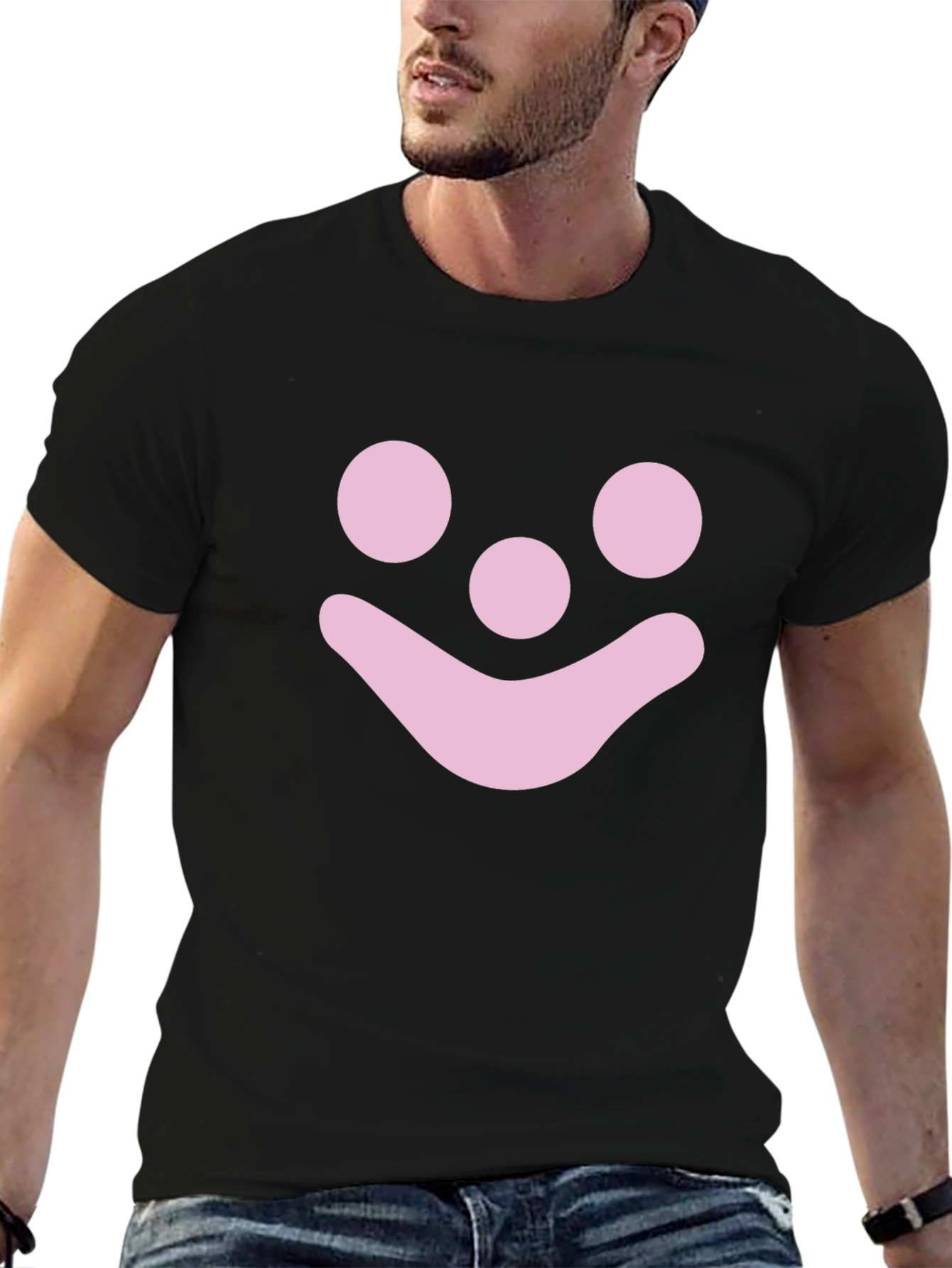 Pink Smiley Face Graphic T-Shirt