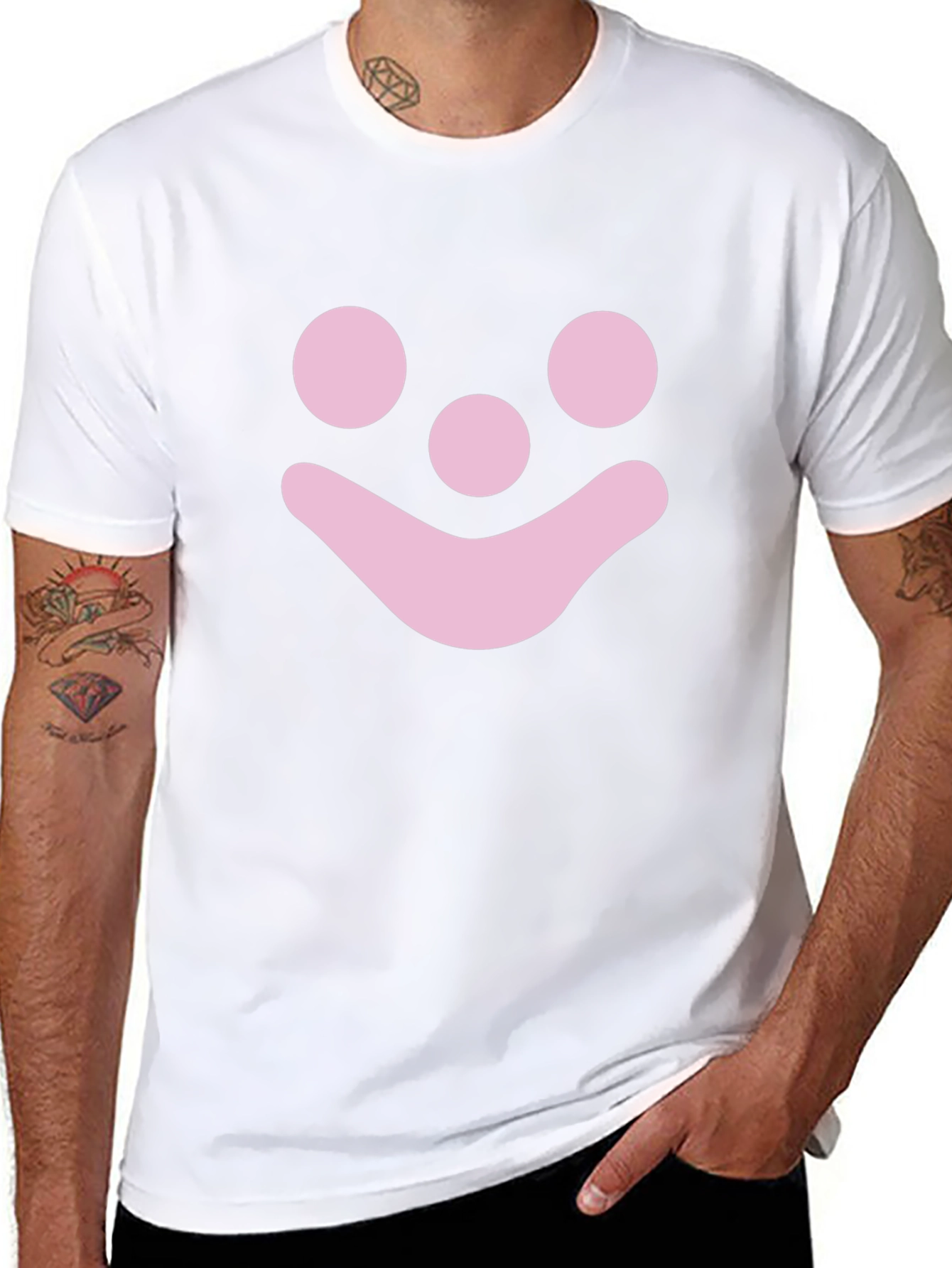 Pink Smiley Face Graphic T-Shirt