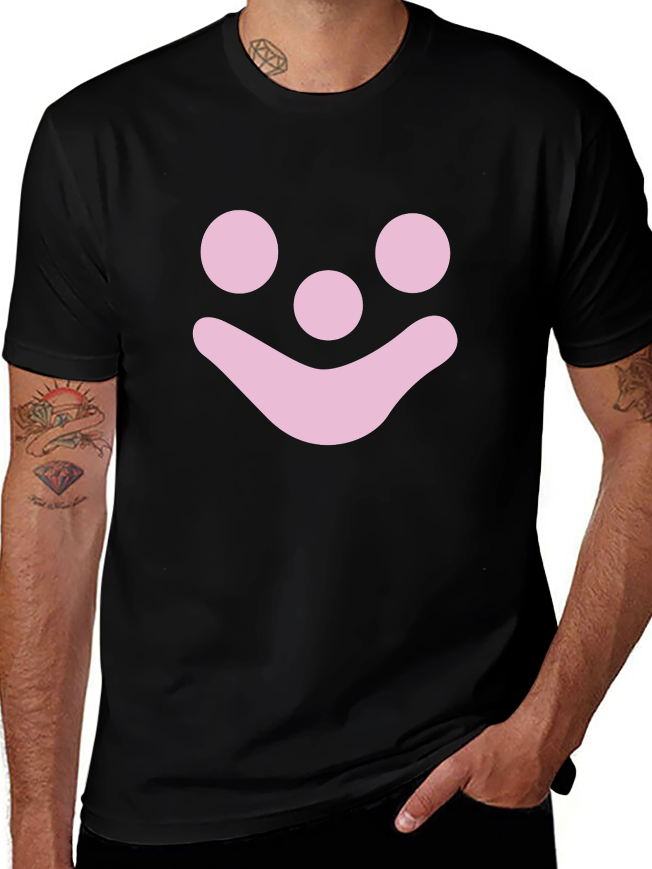 Pink Smiley Face Graphic T-Shirt