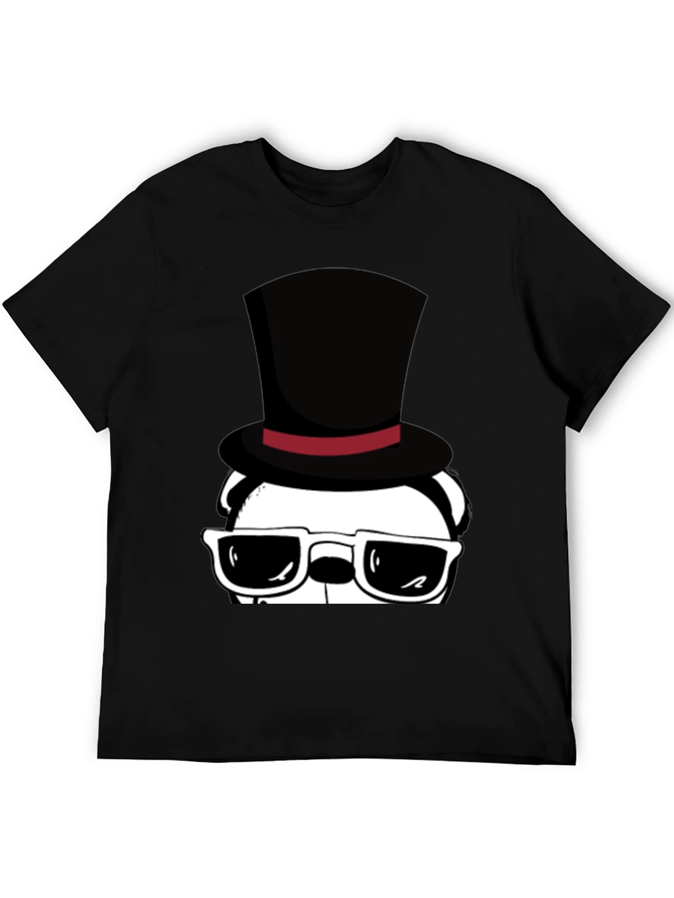 Cool Panda in Top Hat Graphic Tee - Black