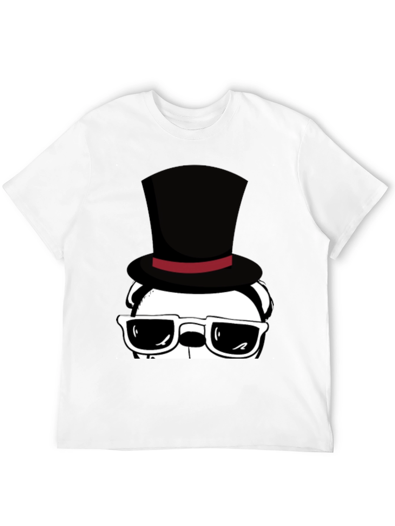 Cool Panda in Top Hat Graphic Tee - Black