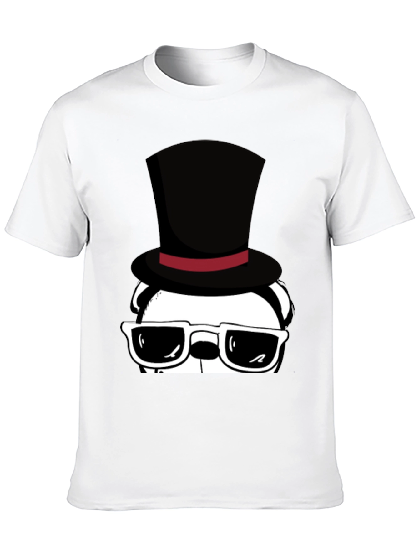 Cool Panda in Top Hat Graphic Tee - Black