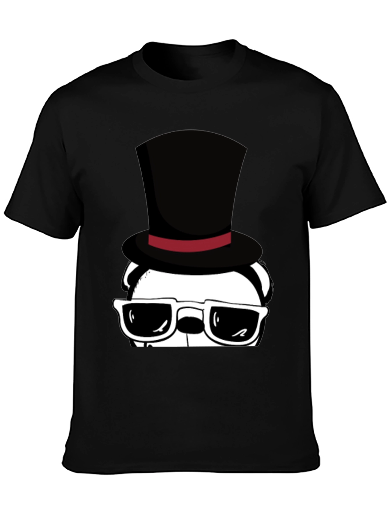 Cool Panda in Top Hat Graphic Tee - Black
