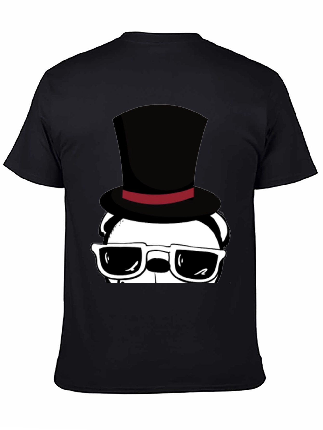 Cool Panda in Top Hat Graphic Tee - Black