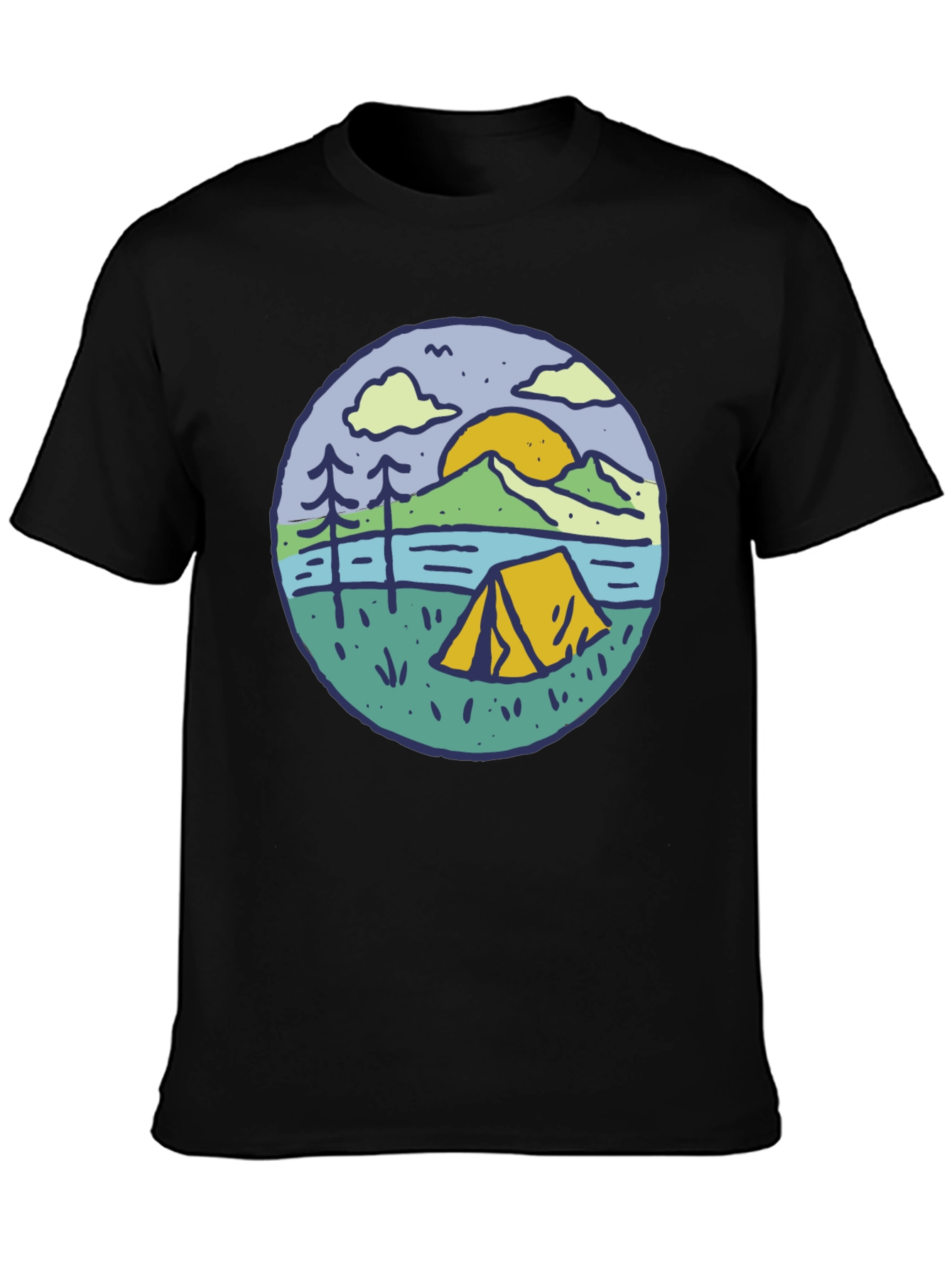 Camping Scene Graphic Tee - Outdoor Adventure Shirt