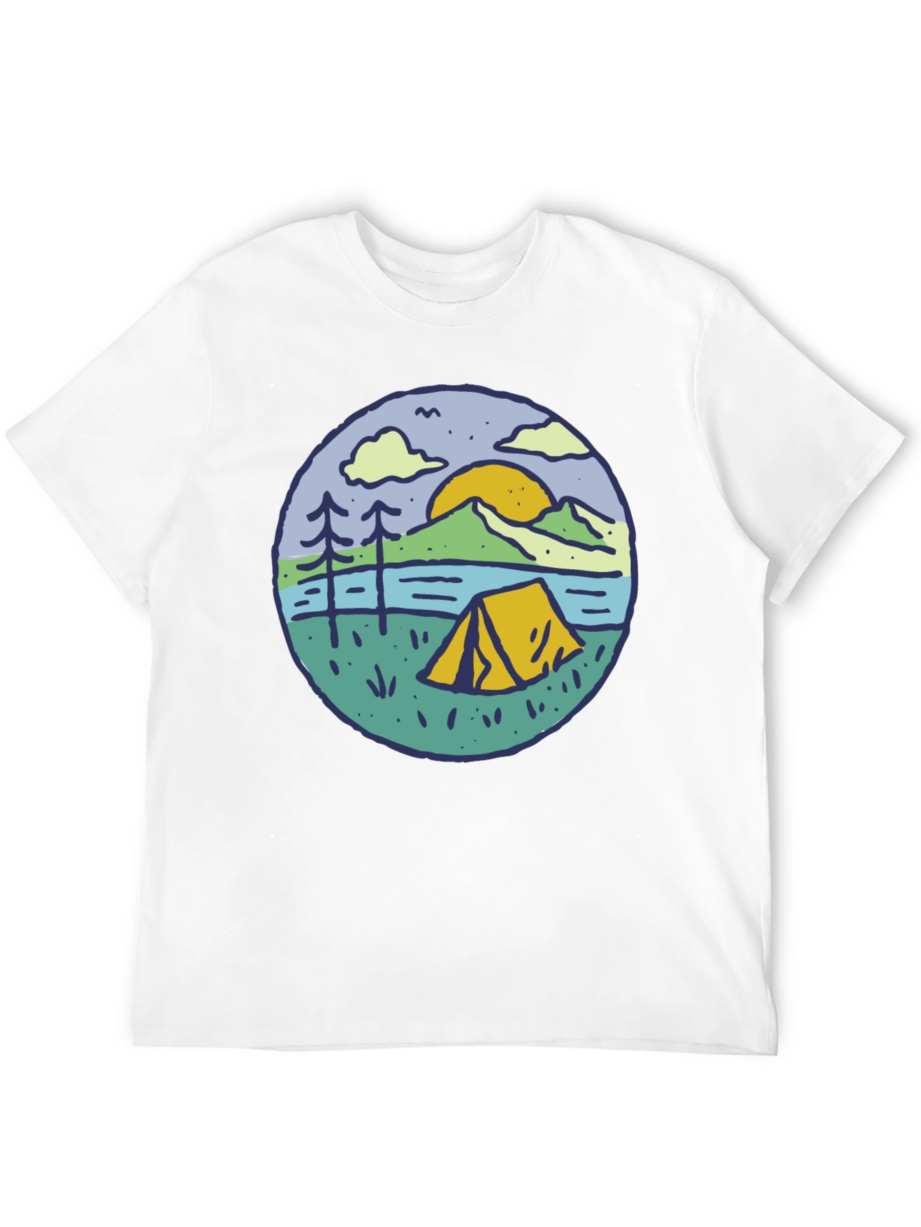 Camping Scene Graphic Tee - Outdoor Adventure Shirt