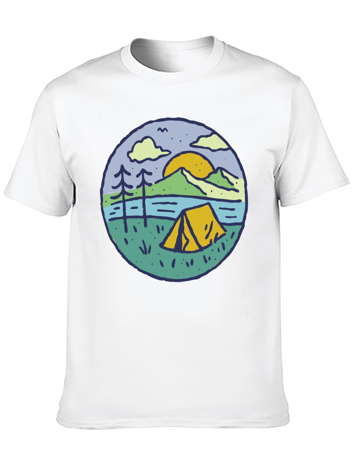Camping Scene Graphic Tee - Outdoor Adventure Shirt