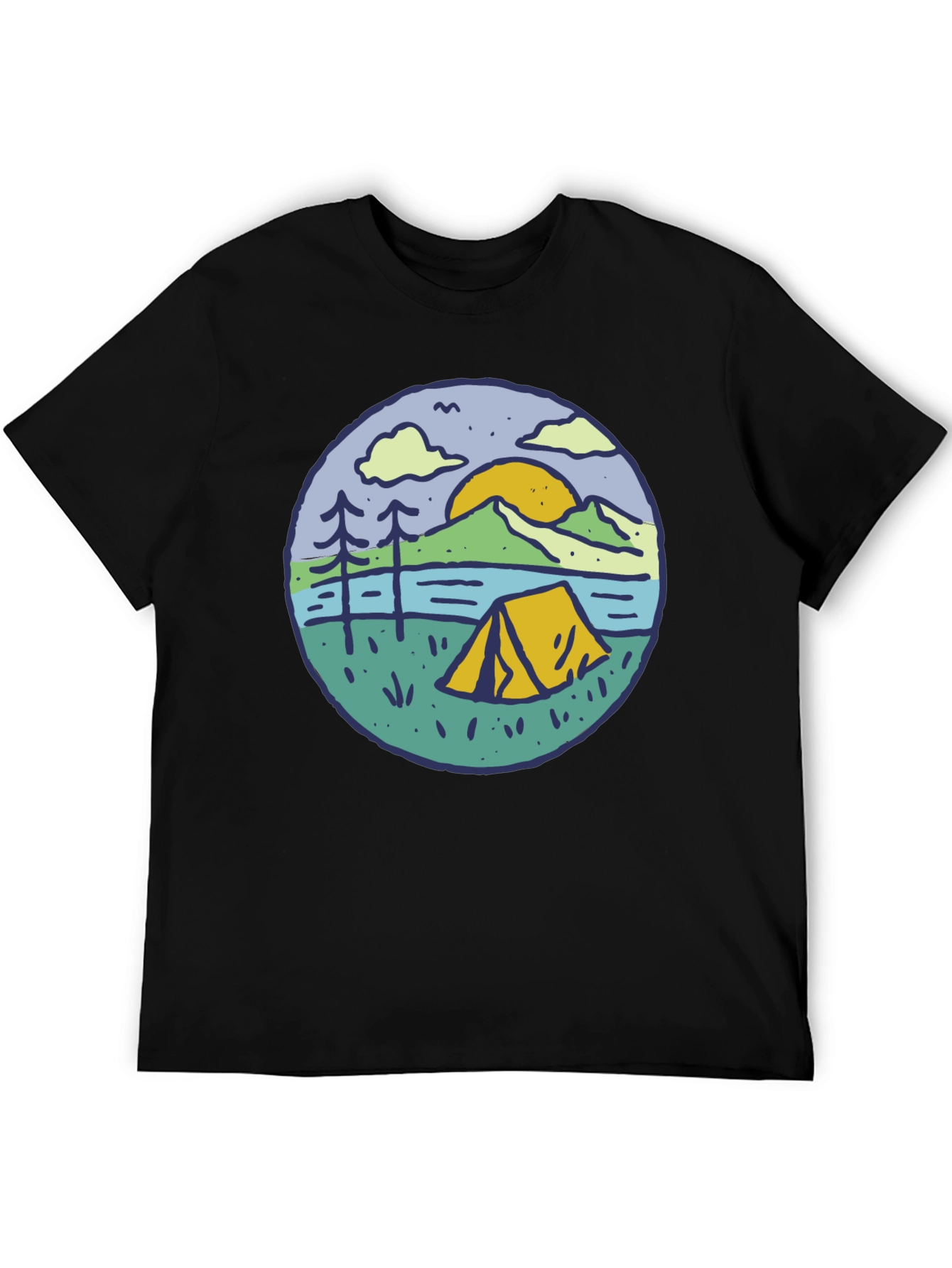 Camping Scene Graphic Tee - Outdoor Adventure Shirt