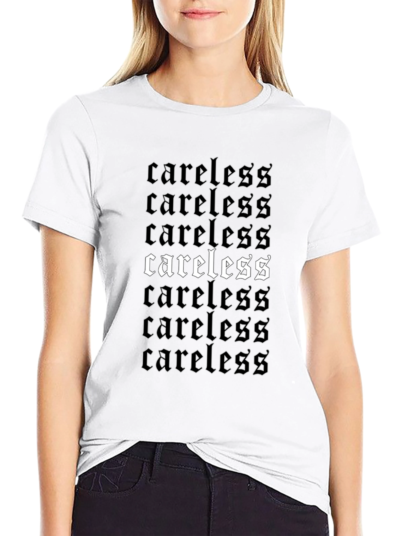 Careless Graphic Print Black T-Shirt