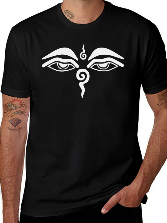 Buddha Eyes Graphic Tee - Black Cotton T-Shirt